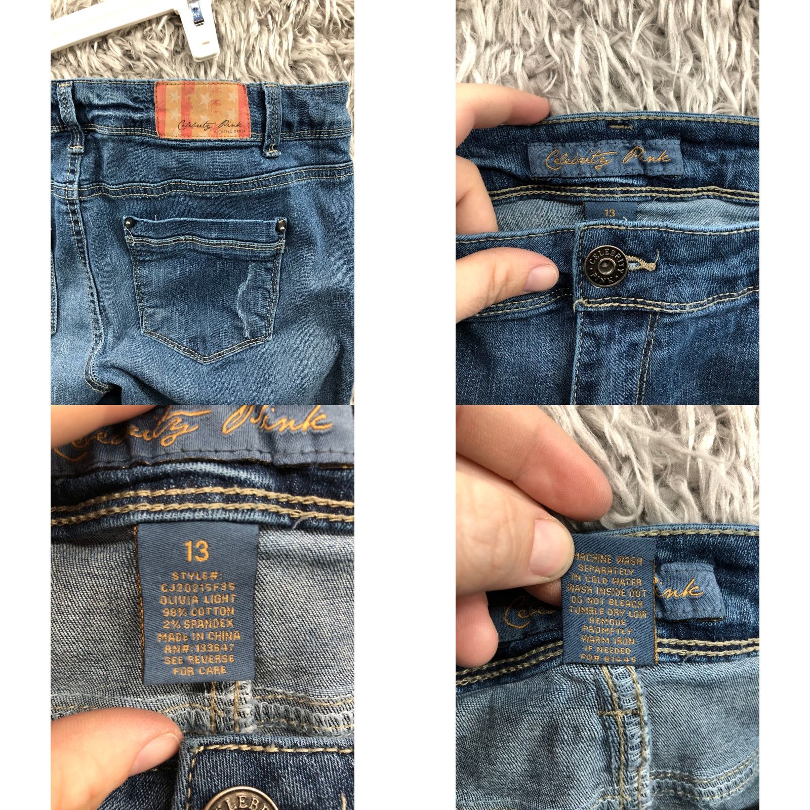Vintage Celebrity Pink Jeans Juniors Size 13 Ankle Zip Mid Rise Dark Wash Blue Denim Womens Size 34" / US 12 / IT 48 - 8 Thumbnail