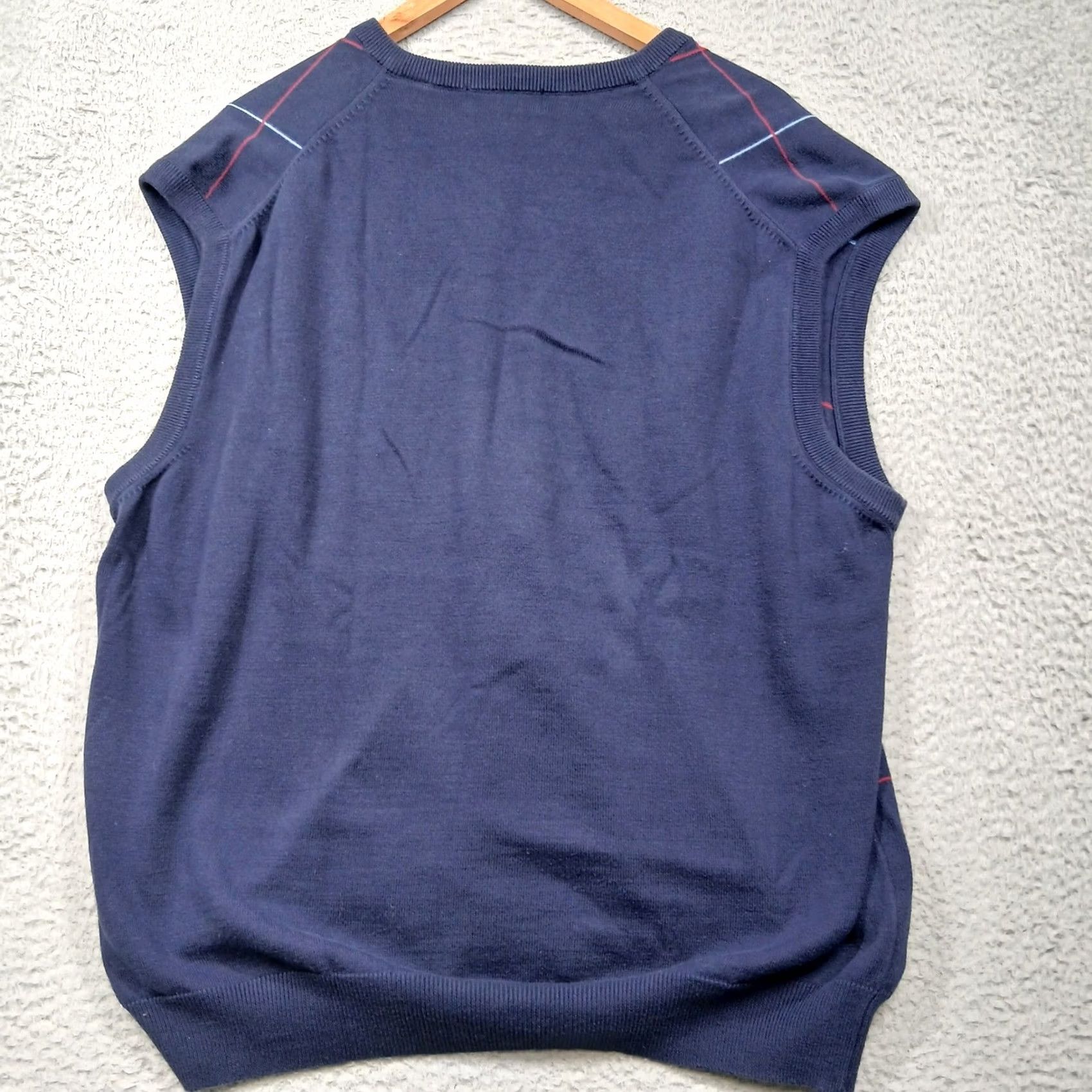 Lyle & Scott Lyle & Scott Sweater Vest Mens XL Blue Plaid V-Neck Cotton Scotland Size US XL / EU 56 / 4 - 3 Thumbnail