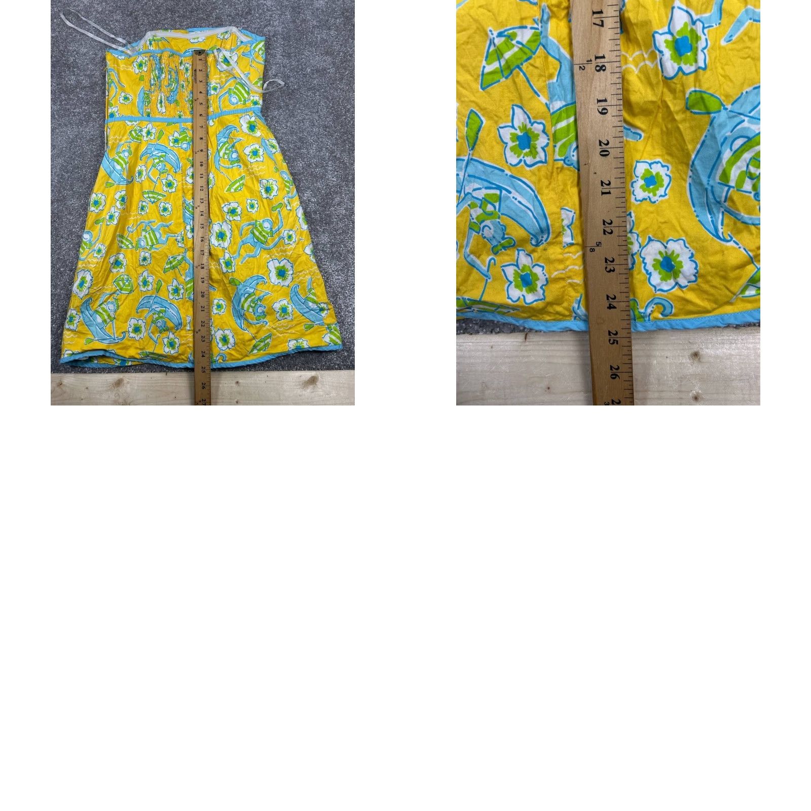 Lilly Pulitzer Lilly Pulitzer Dress Womens 4 Yellow Blue Cotton Floral Blouson Size S / US 4 / IT 40 - 8 Thumbnail