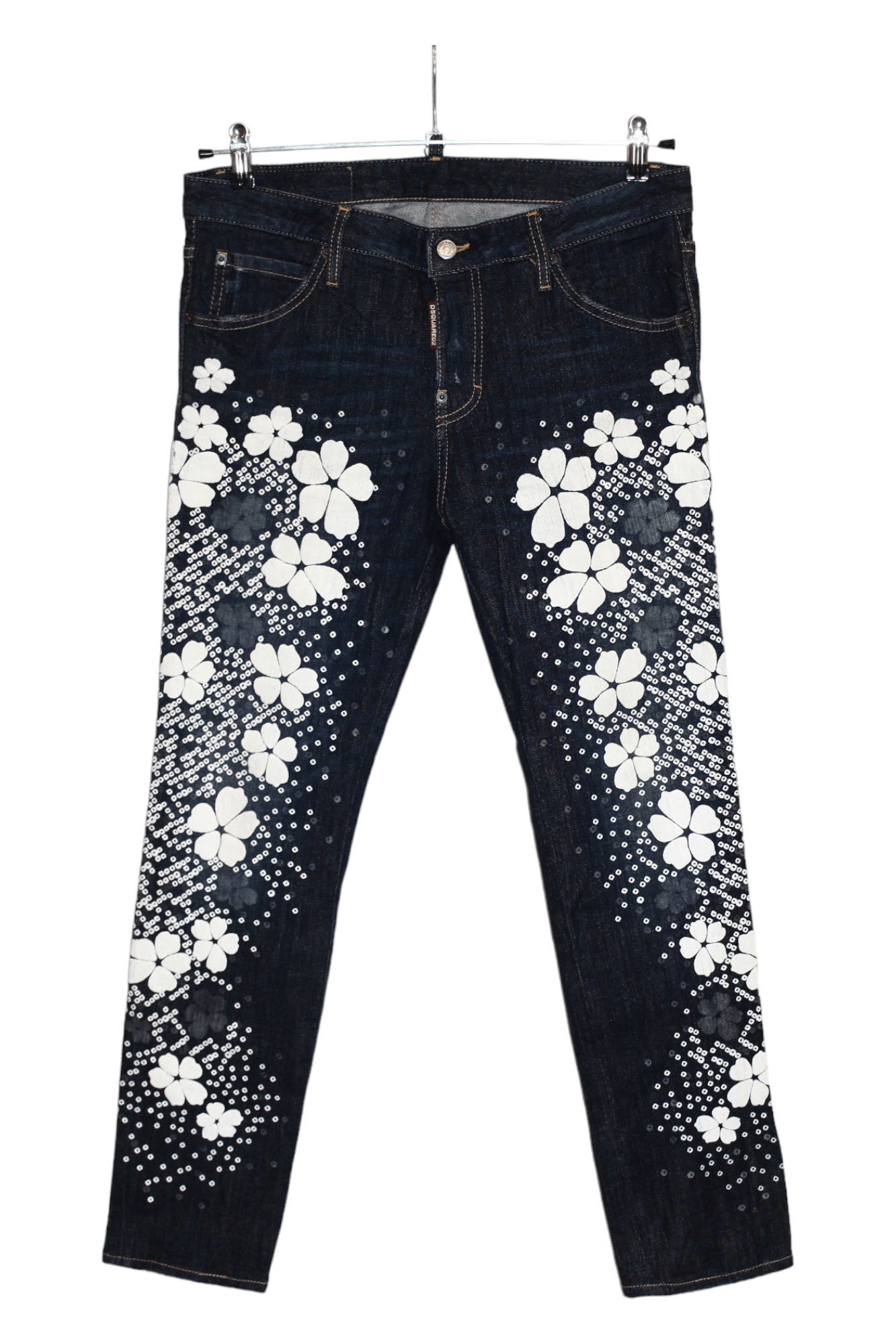 Dsquared2 Skinny Tapered Floral Japanese Indigo Jeans