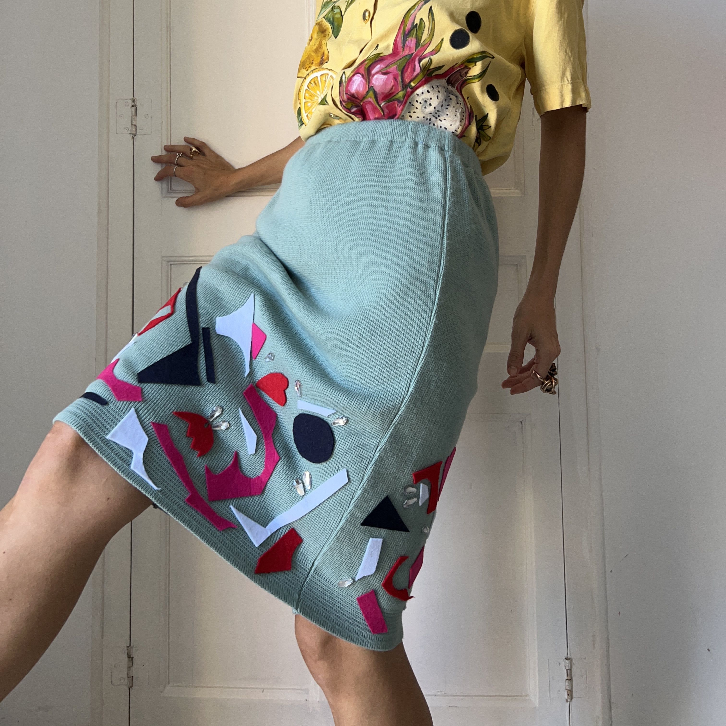 Custommade Custommade Felt Collage mint greenknit skirt Size 30" / US 8 / IT 44 - 7 Thumbnail