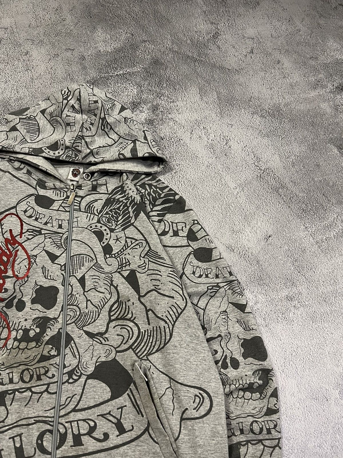 Ed Hardy Vintage Y2k Skull ☠️ Rare Ed Hardy All Over Print Zip Hoodie Size M / US 6-8 / IT 42-44 - 8 Thumbnail