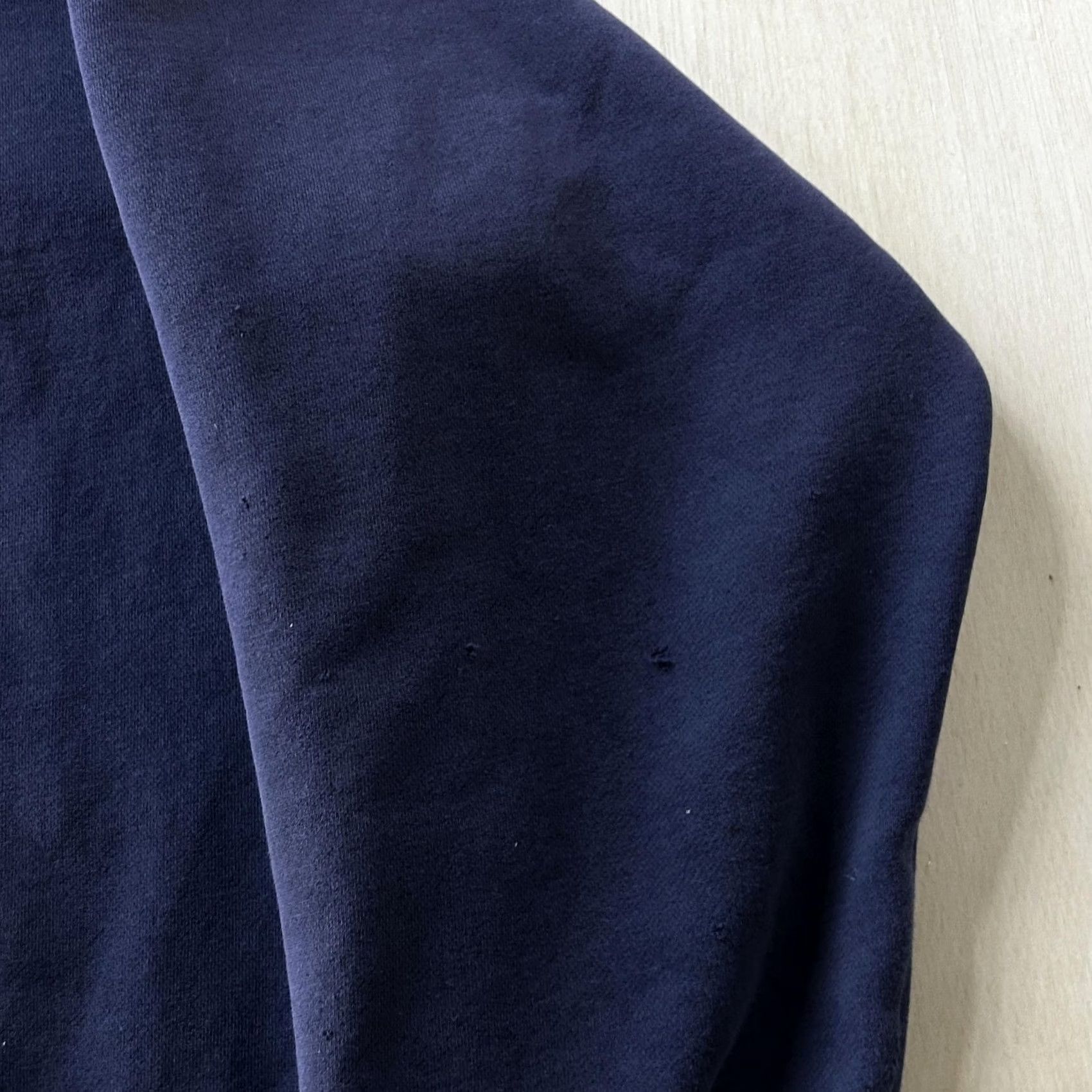 Vintage Vintage 90s Distressed Size Large Navy Blue Pullover Hooded Sweatshirt Mens XL Fleece Pocket Drawstrings Logo Size US XL / EU 56 / 4 - 2 Thumbnail