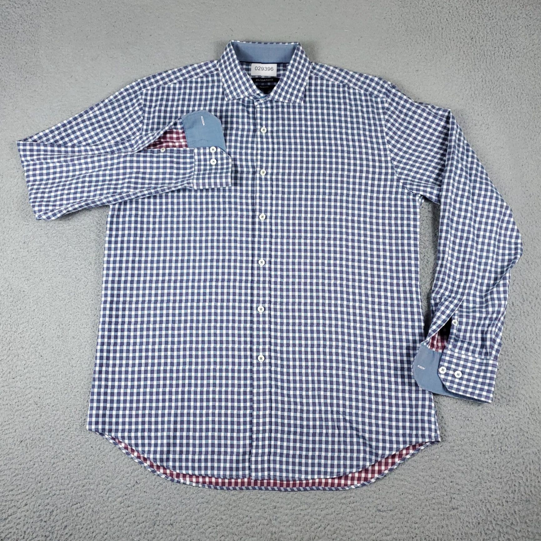 BUGATCHI Bugatchi Uomo Shirt XL Purple Blue Check Button-Up Long Sleeve Mens Size US XL / EU 56 / 4 - 2 Thumbnail