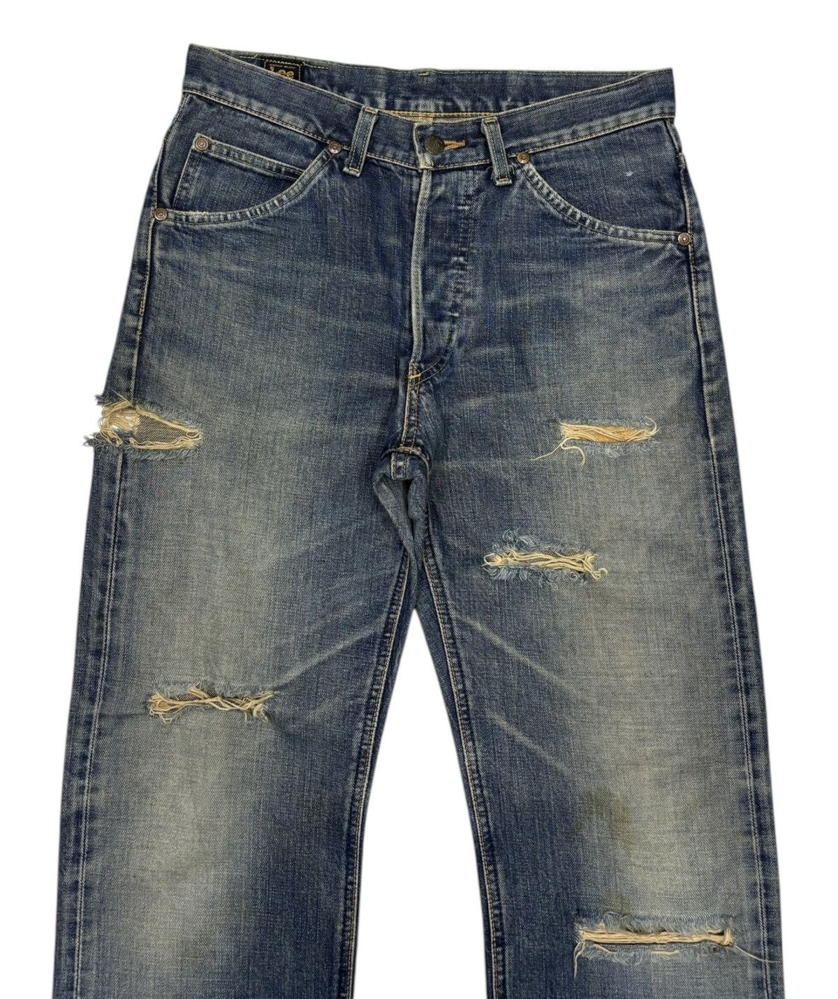 Lee Vintage Lee THRASHED Distressed Selvedge Denim Jeans Size US 30 / EU 46 - 2 Thumbnail