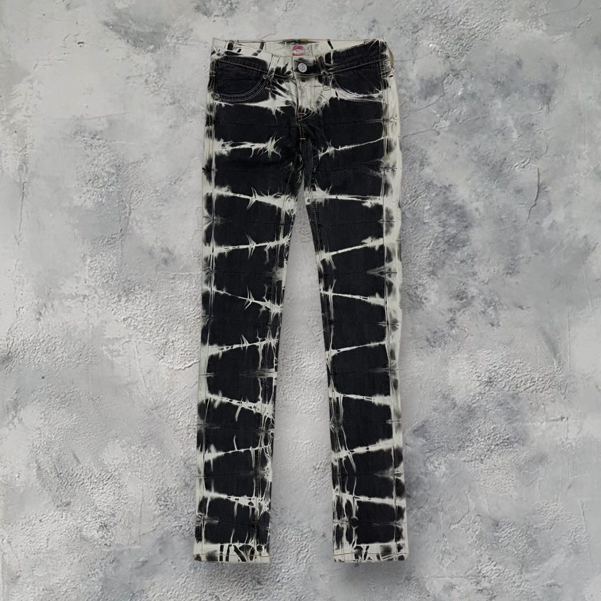 image of Crazy Acid Wash Punk Skinny Denim in Black, Men's (Size 26)