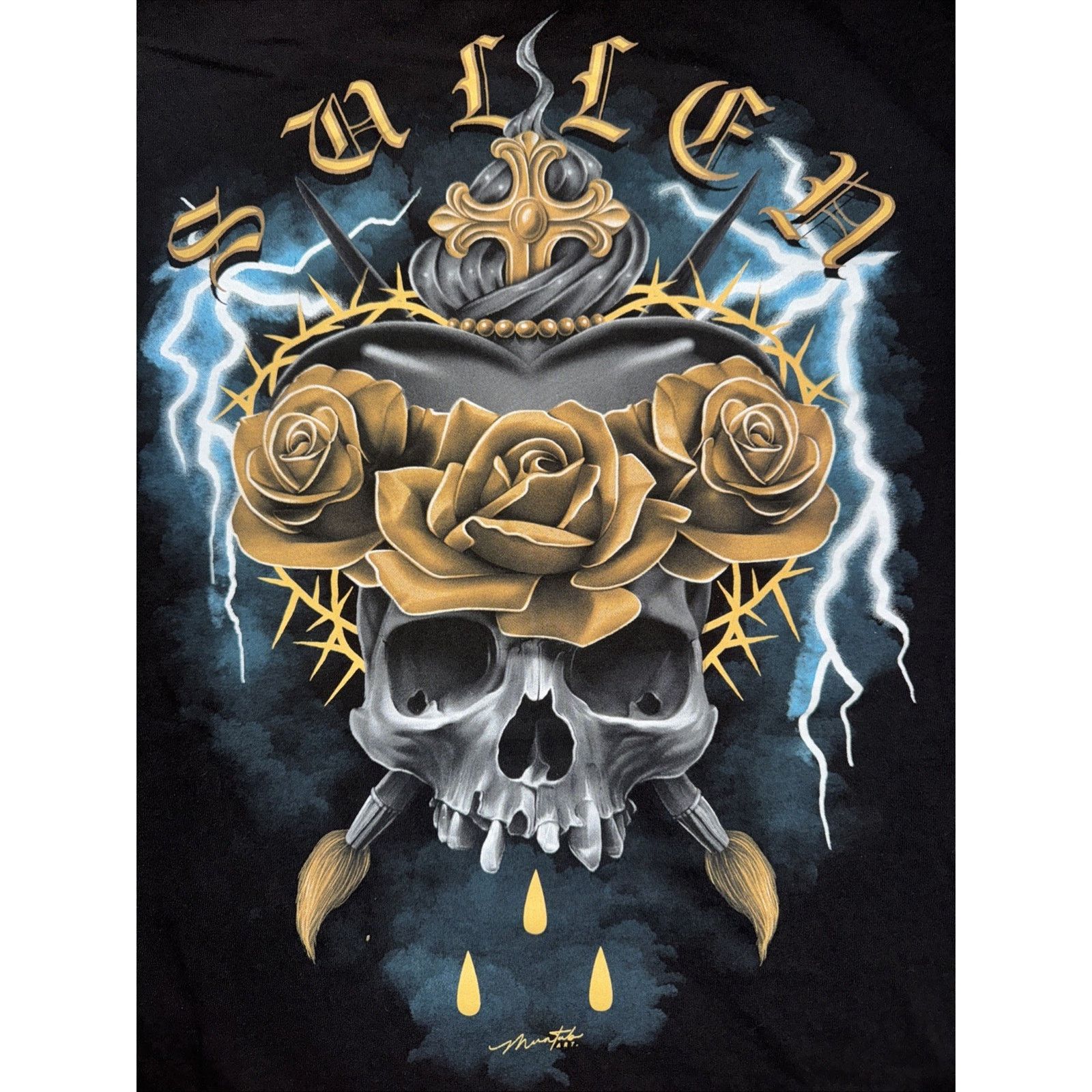 Vintage Sullen Art Collective T-Shirt Black XL 22x30 Roses And Skull Size US XL / EU 56 / 4 - 2 Thumbnail