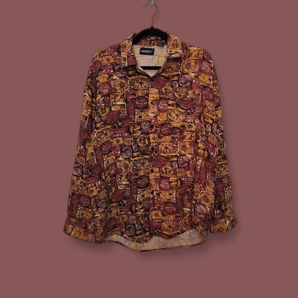 Vintage Vintage Rayon Button Shirt Large Margucci Floral Flowers Art Size US L / EU 52-54 / 3 - 1 Thumbnail