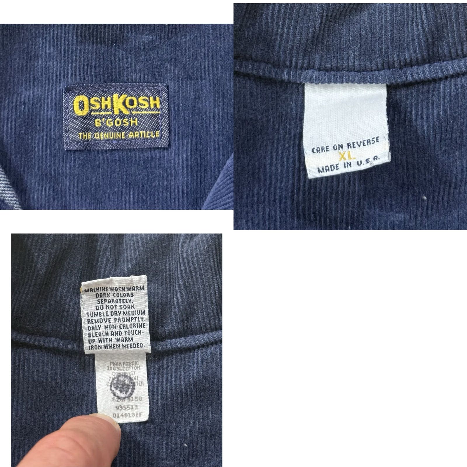 Vintage VINTAGE Osh Kosh B’Gosh Denim/Corduroy Engineer Jacket XL Men Blue 80s USA Bomber Jacket Size US XL / EU 56 / 4 - 8 Thumbnail
