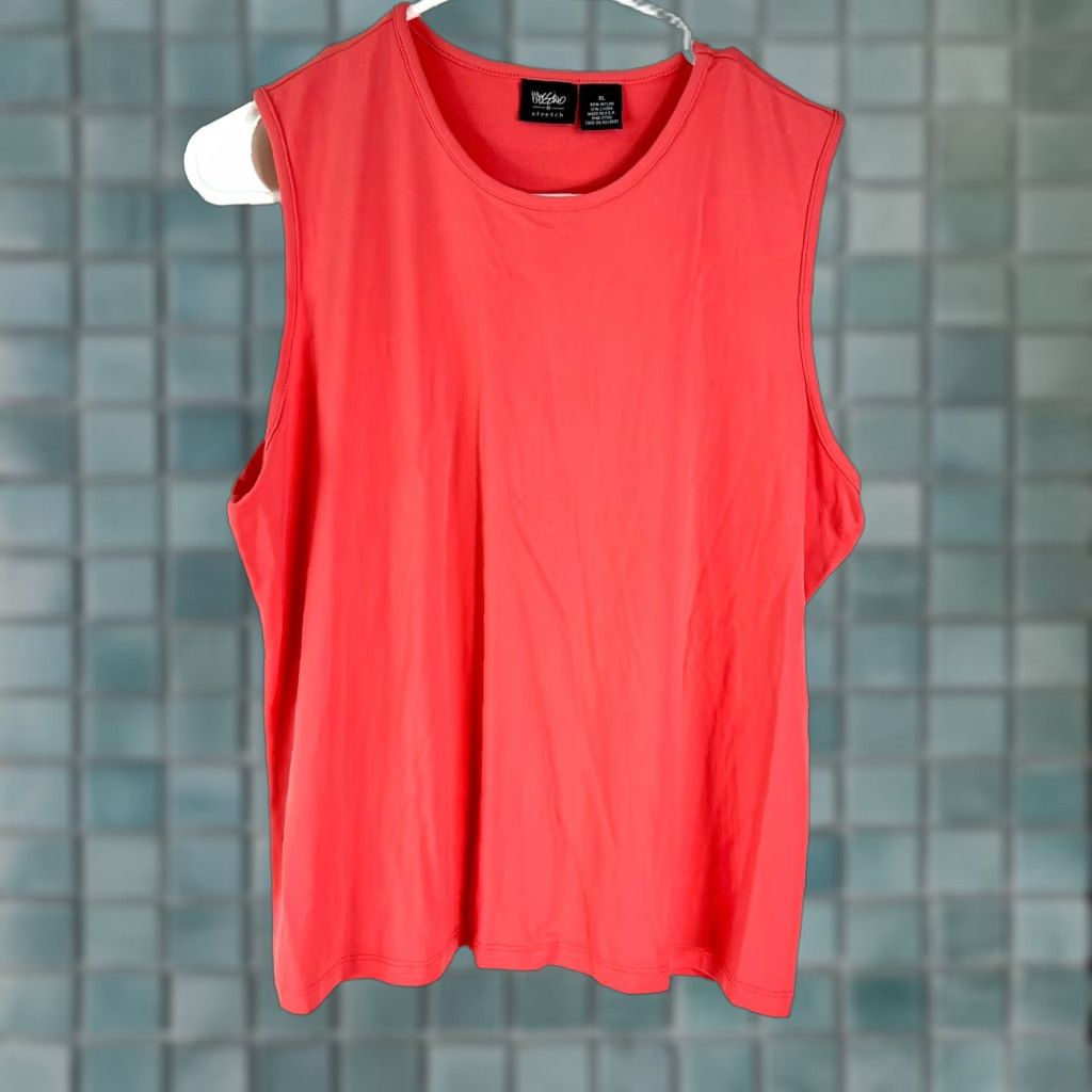 Mossimo Mossimo Tank Top Womens XL Pink Round Neck Sleeveless Stretch Pullover - Casual Solid 90% Nylon 10% Lycra Shirt Size XL / US 12-14 / IT 48-50 - 1 Thumbnail