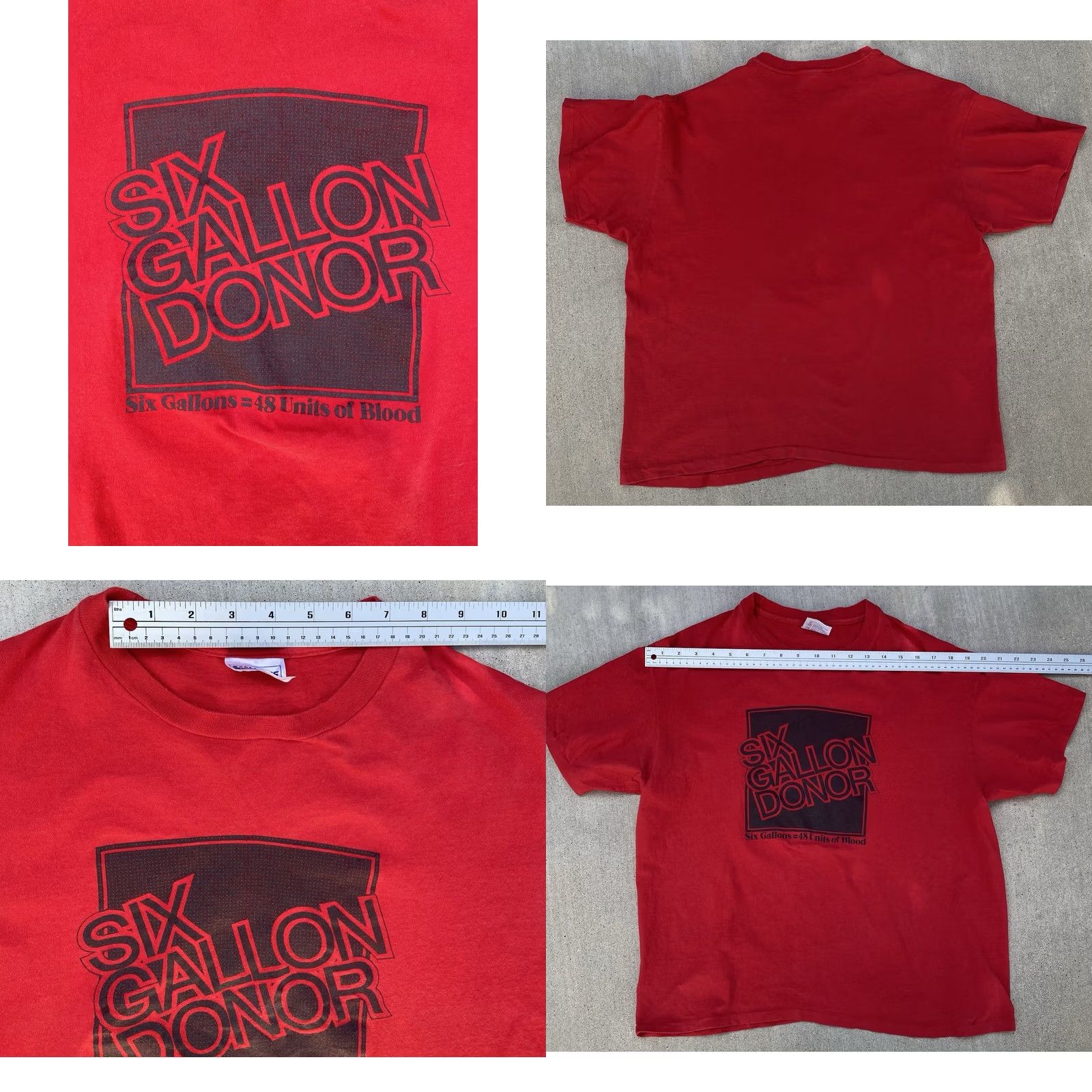 Hanes VINTAGE Hanes Six Gallon Donor T Shirt Red Graphic Print USA XL Blood Donation Crew Neck Short Sleeve Men Size US XL / EU 56 / 4 - 10 Thumbnail