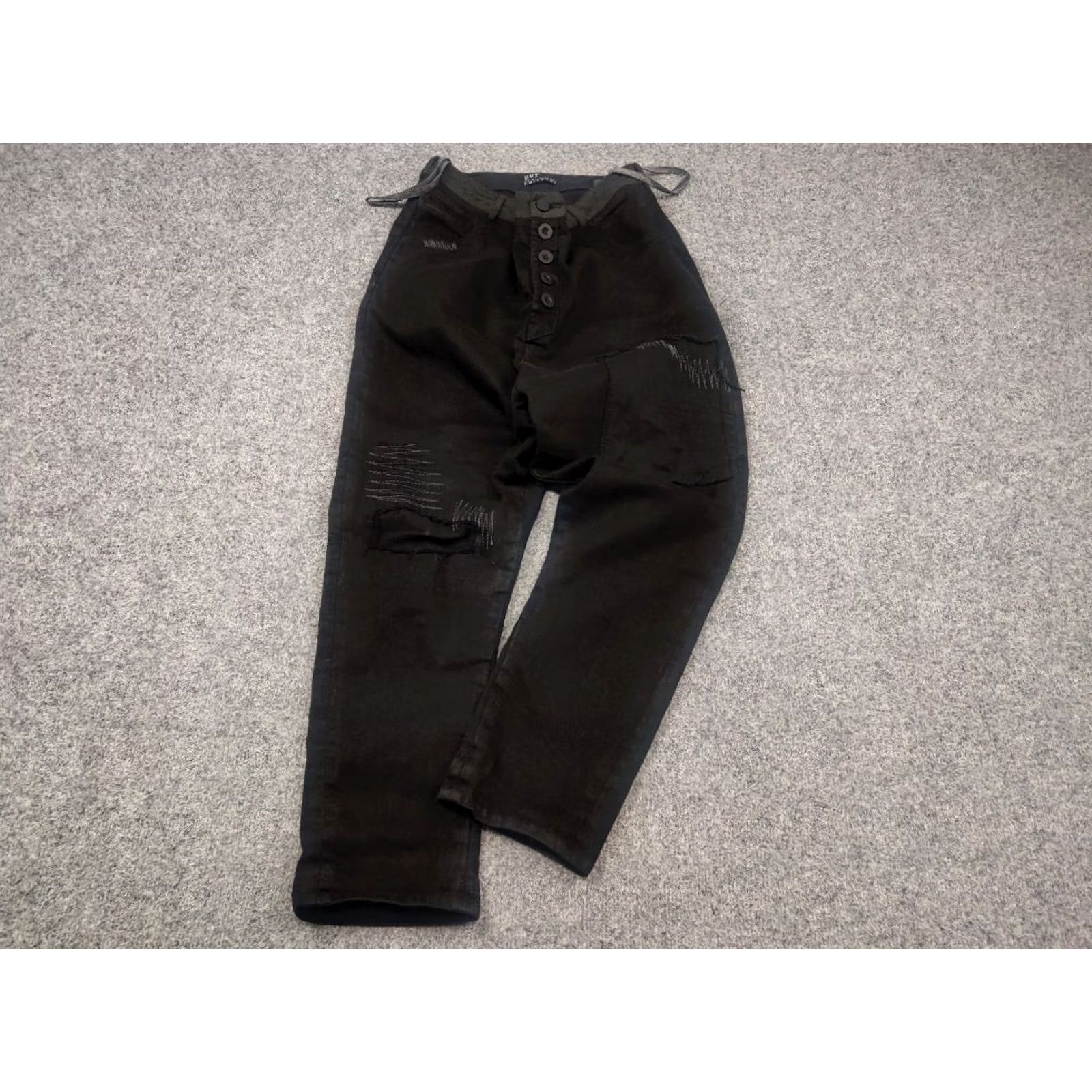 Vintage Umit Unal Couture Design Black jeans decorative stitching Drop Crotch Pants Men 32 Denim Cotton Blend High Rise 90s Grunge Vintage No XS XS? Size US 32 / EU 48 - 2 Thumbnail