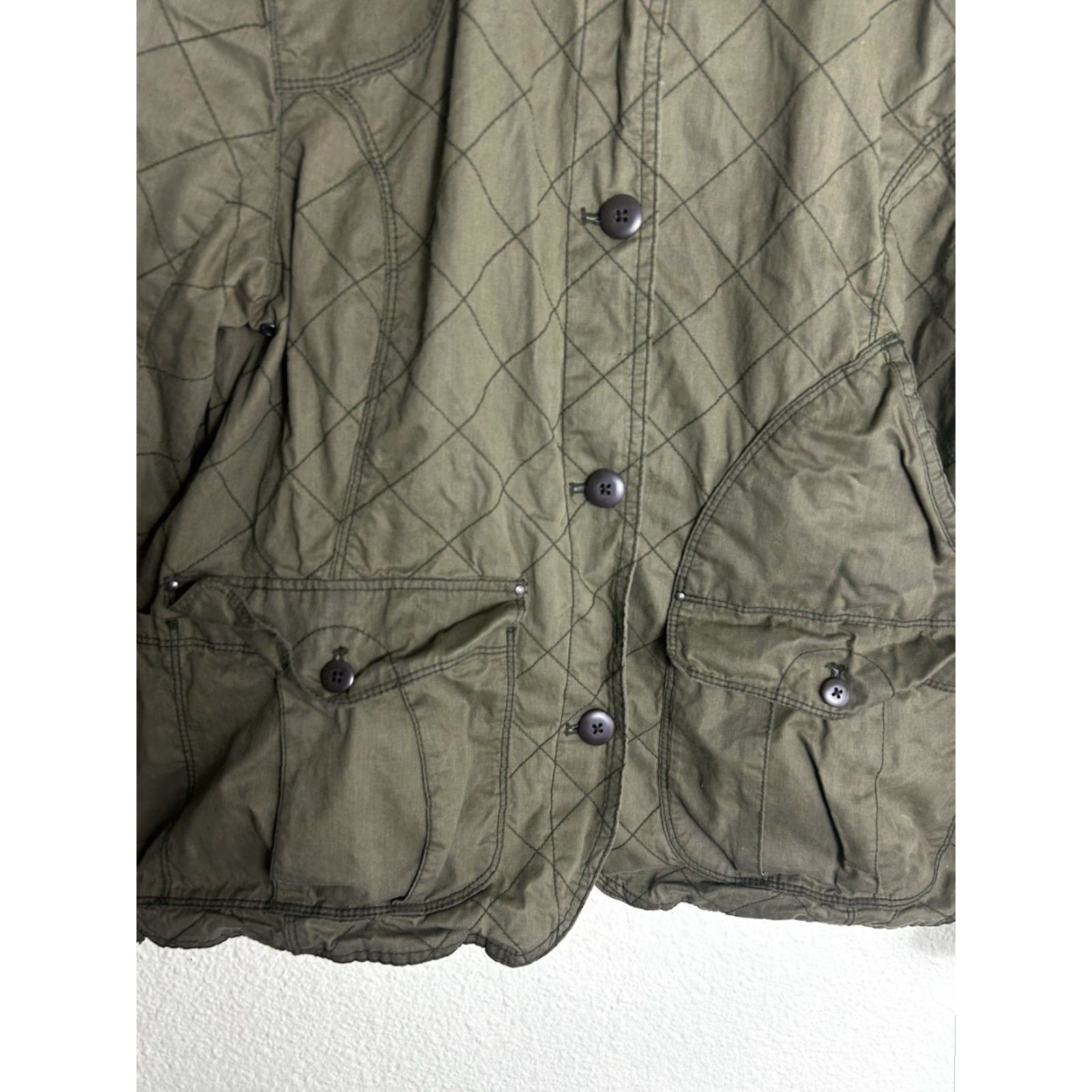 Eddie Bauer VINTAGE Eddie Bauer Womens Large Army Green Button Up Field Jacket Cotton Nylon Size L / US 10 / IT 46 - 5 Thumbnail