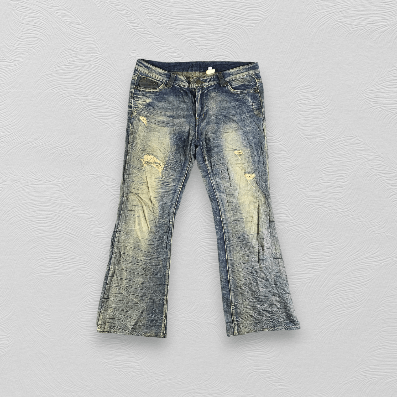 image of Vintage Flared Jeans Distress Denim Kj3024 in Faded, Men's (Size 34)