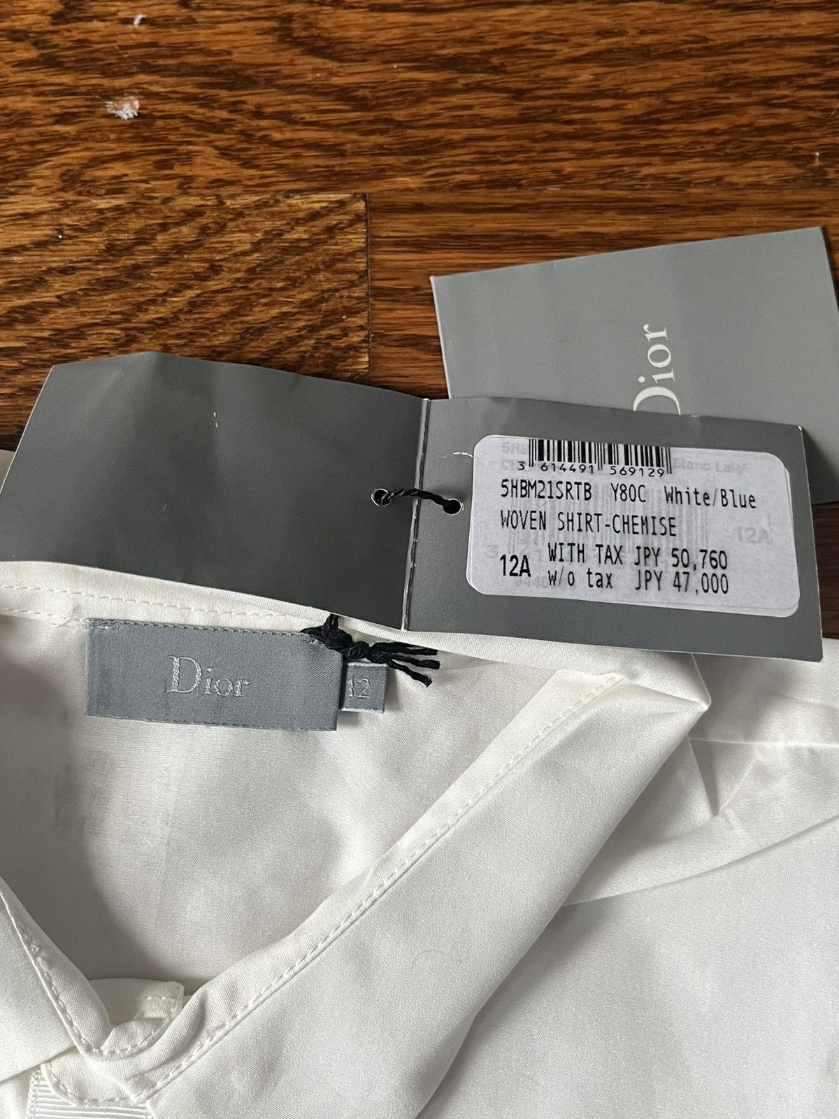 Dior Dior White/Blue Woven Bee embroidered Applique Button Shirt Size XXS / US 00 / IT 34 - 6 Thumbnail