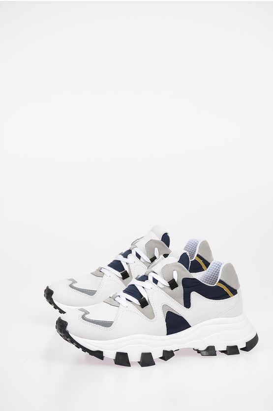 image of Cinzia Araia Leather And Fabric Sneakers in White, Men's (Size 7)