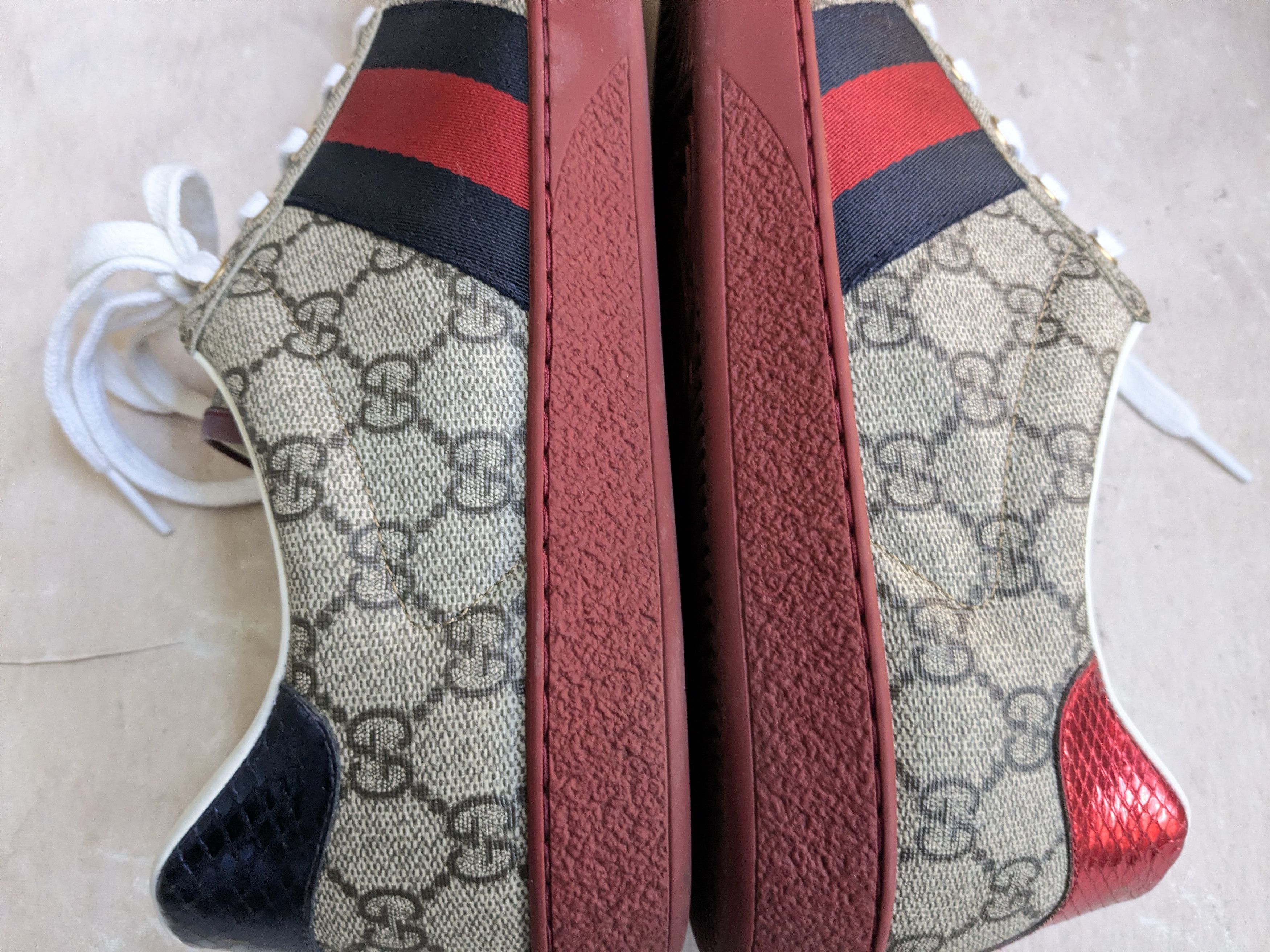Gucci Gucci Ace Monogram 11 Canvas Logo GG Supreme Red Low Tops Size US 11 / EU 44 - 8 Thumbnail
