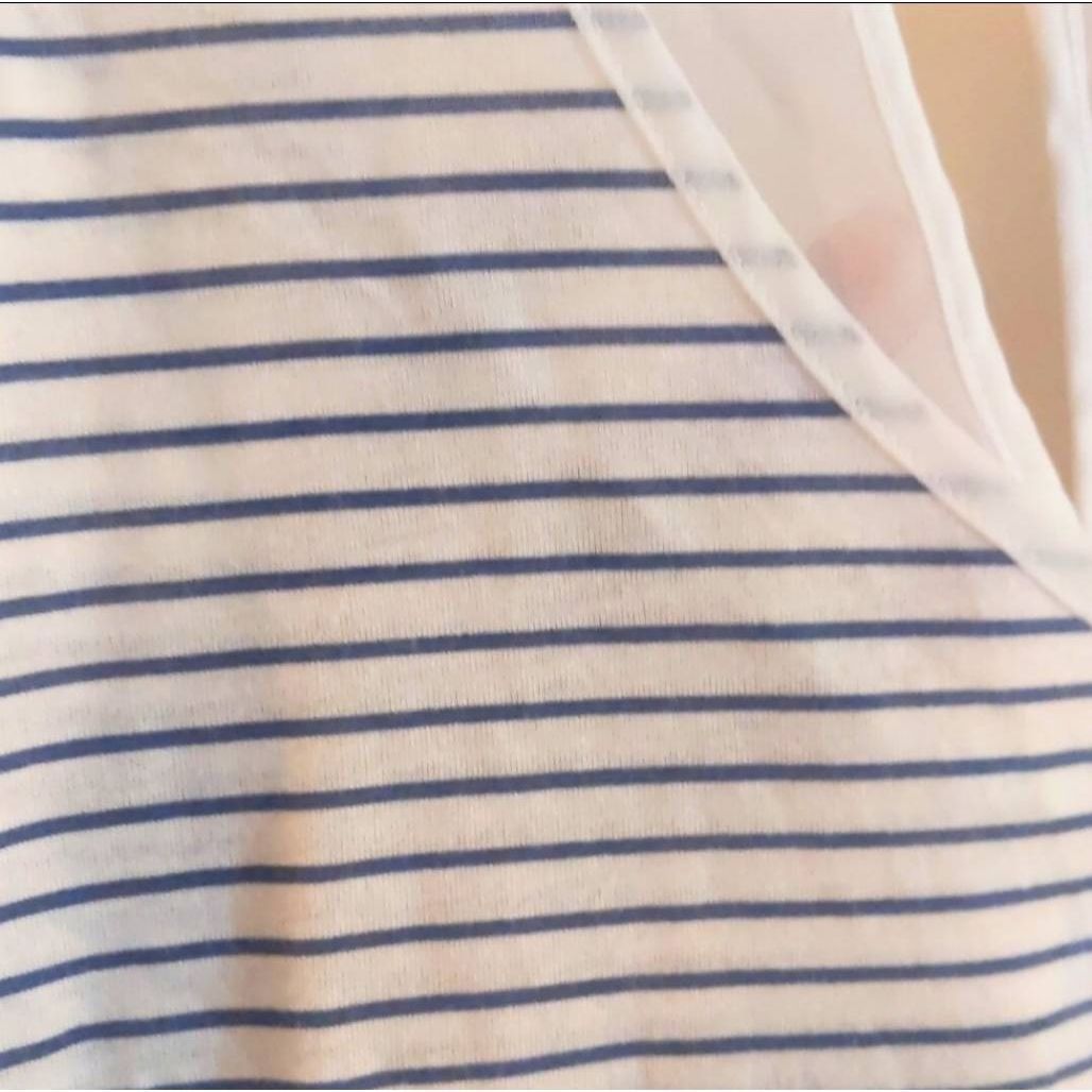 American Eagle Outfitters American Eagle Blue White Striped T-Shirt Size Small Scoop Neck Casual Top Size S / US 4 / IT 40 - 9 Thumbnail