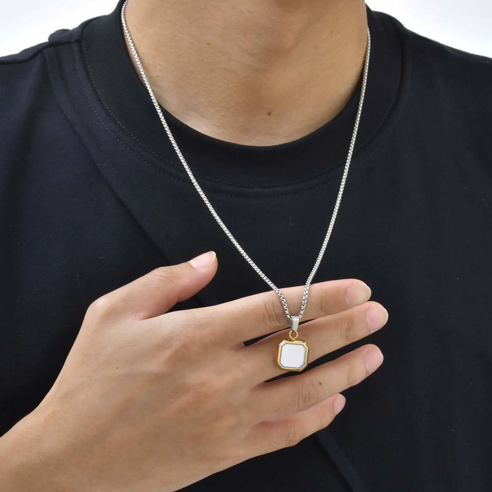 Jewelry Square Stainless-Steel Necklace Size ONE SIZE - 2 Thumbnail