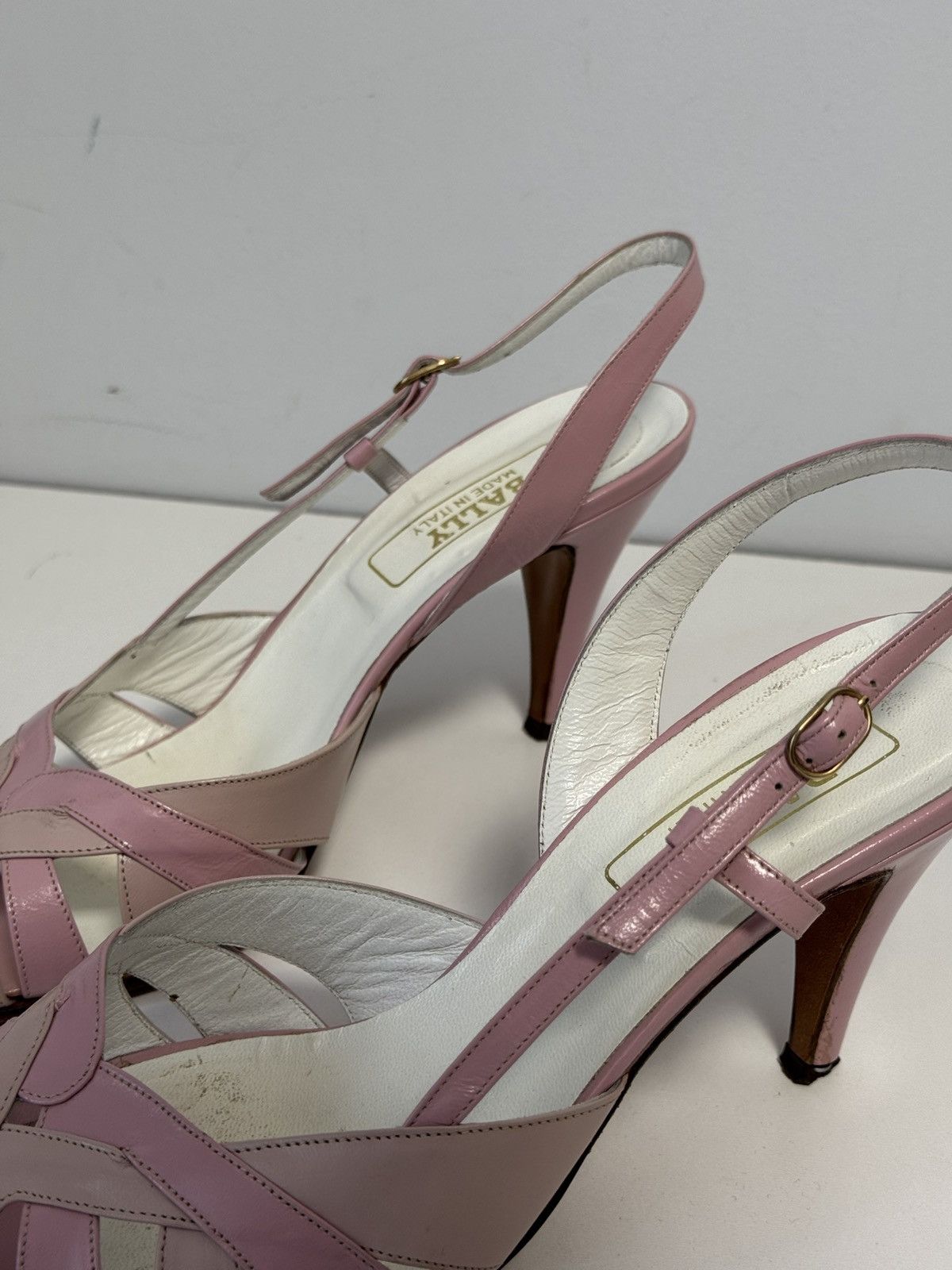 Bally Bally Pink Leather Slingback Heels Peep Toe Strappy Pumps Size US 10 / IT 40 - 12 Thumbnail
