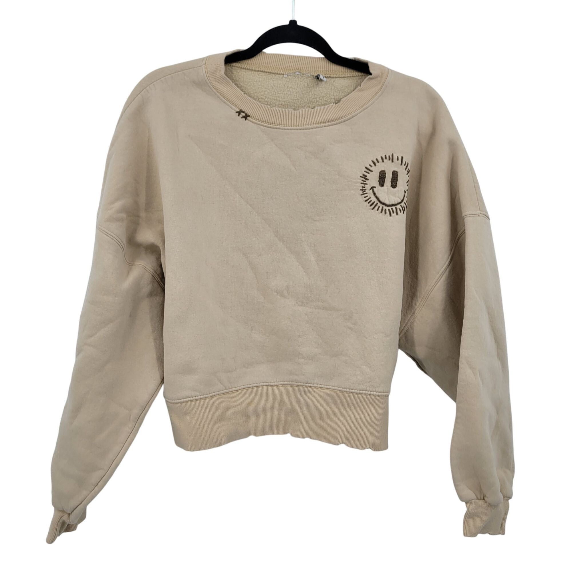 Other ASOS Design Womens Tan Distressed Smiley Embroidered Sweatsh Size M / US 6-8 / IT 42-44 - 1 Thumbnail