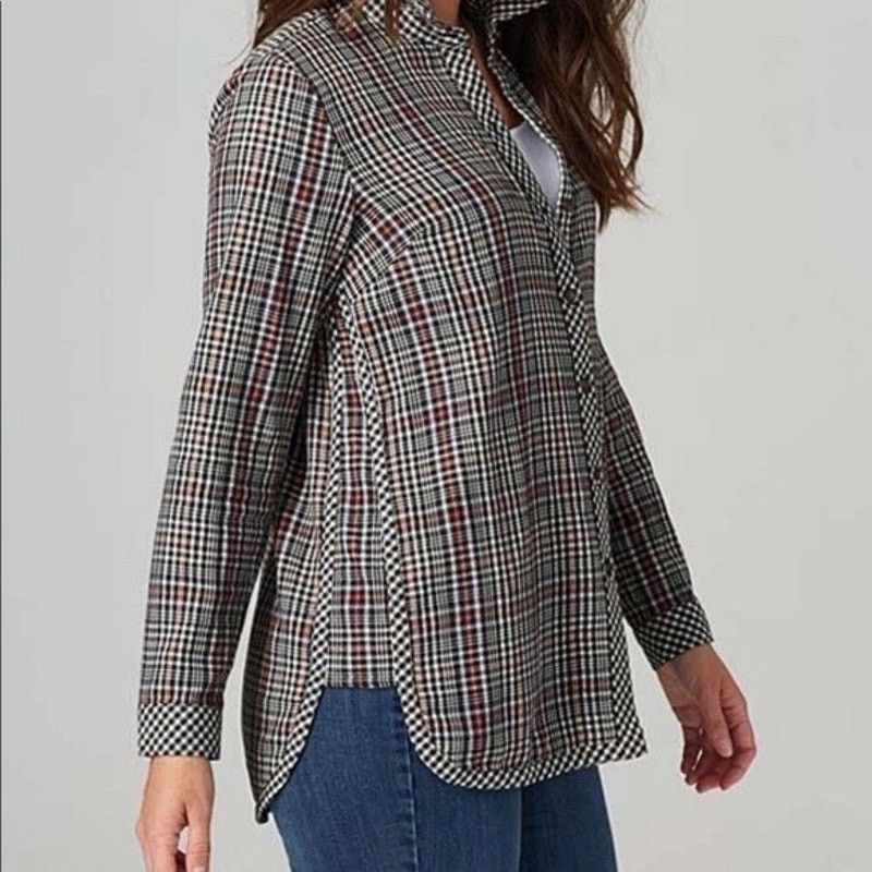 Other J. Jill Gingham Plaid Flannel Button-Up Shirt Black/White S Size S / US 4 / IT 40 - 2 Thumbnail