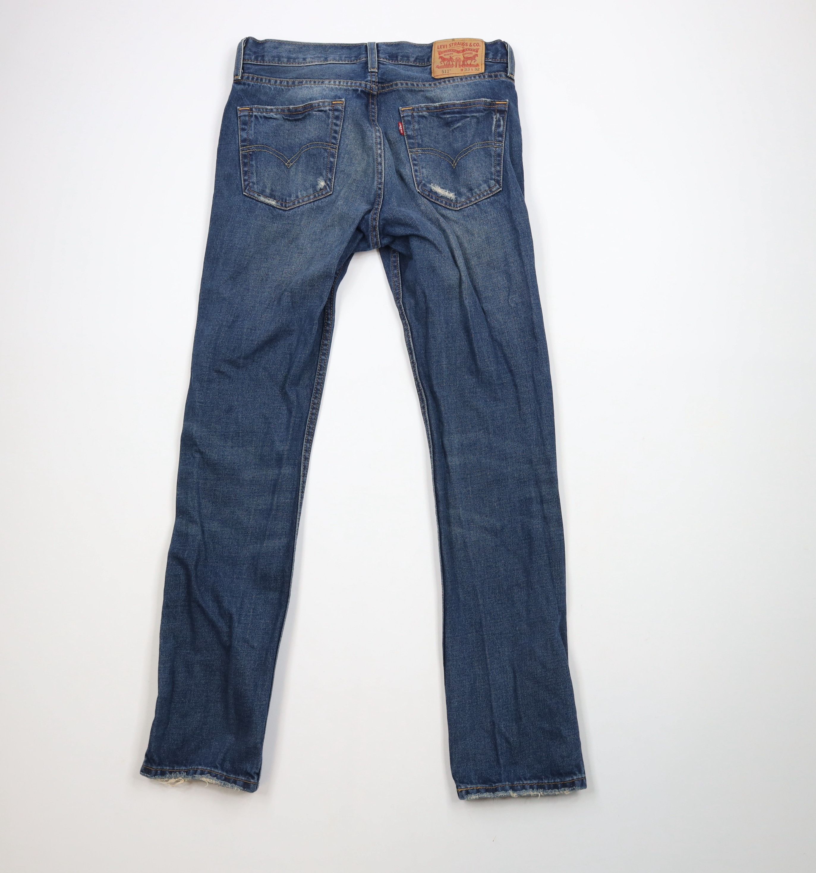 Levi's × Vintage Vintage Y2K Levis Ripped Slim Fit Denim Jeans Blue Cotton Size US 33 - 11 Thumbnail