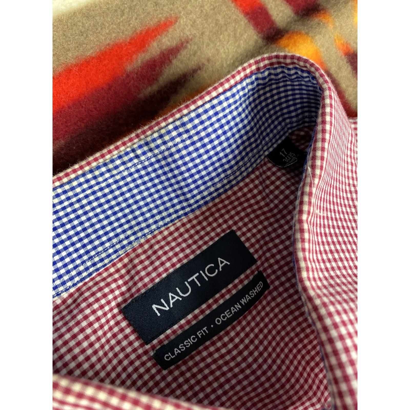 Nautica Nautica Dress Shirt Men Red Checkered 2XL 17 34/35 See Description Mens Red Checks Shirt Size 48R - 3 Thumbnail