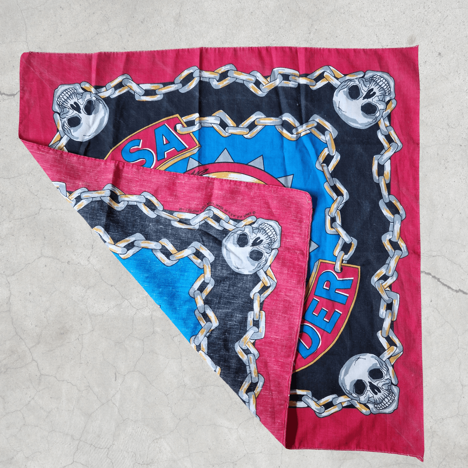 Vintage USA Rider Bandana Skeleton Head Scarf Wrap 90s Rockabilly Size ONE SIZE - 4 Thumbnail