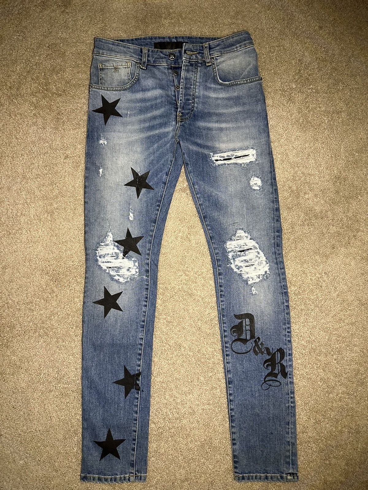 Image of John Richmond Blue “Dark & Rich Jeans W Stars, Men's (Size 30)