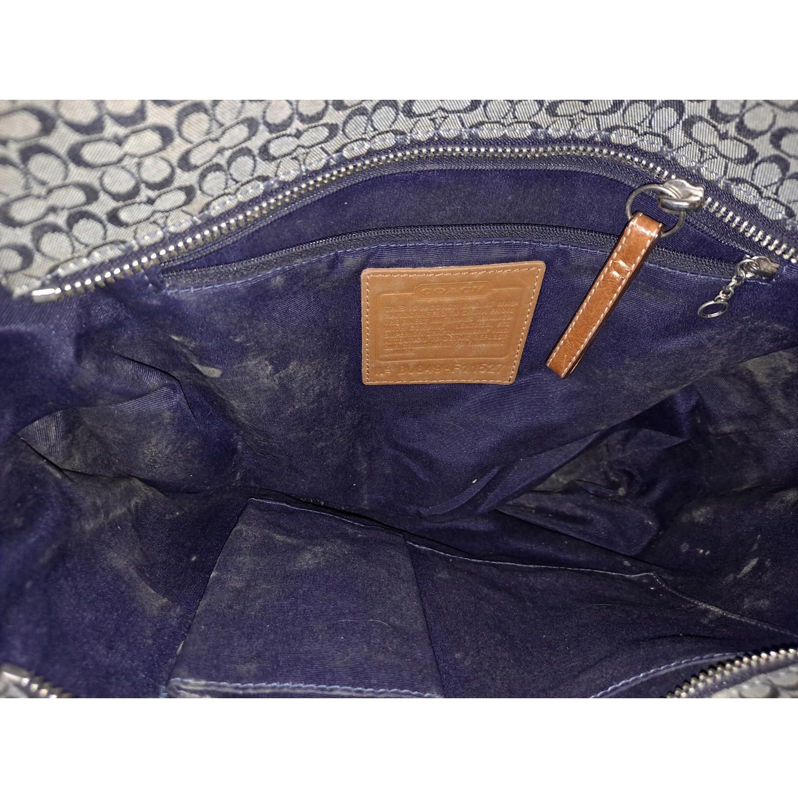 Coach Coach Navy Signature Jacquard British Tan Trim Tote F11527 Size ONE SIZE - 6 Thumbnail