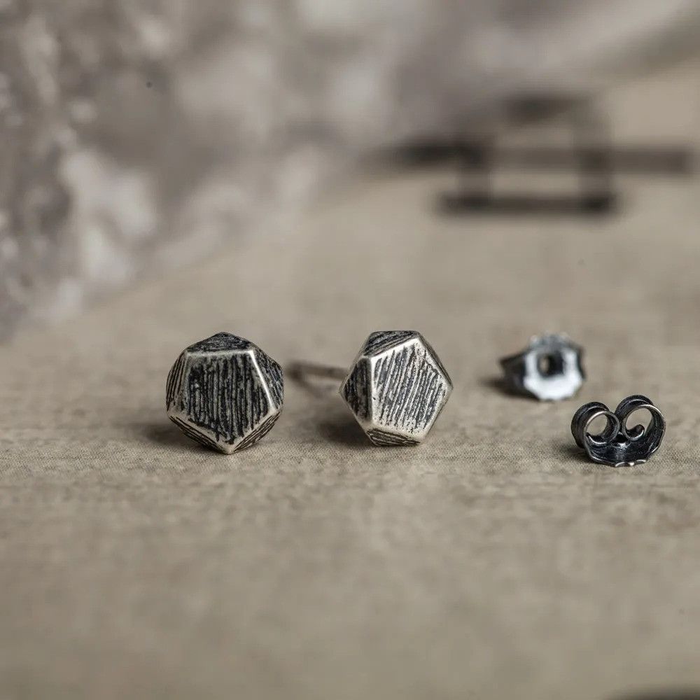Jewelry Pentagon Geometric Stud Earrings 925 Sterling Ear Charm Gift Size ONE SIZE - 4 Thumbnail