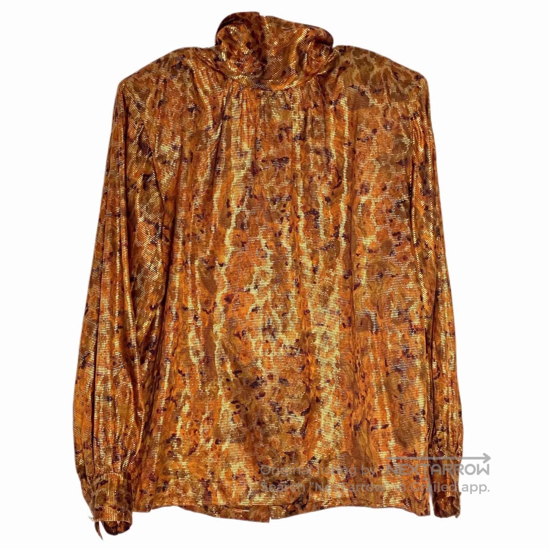 Yves Saint Laurent YSL Silk Shirt with Shoulder Pads. Size S / US 4 / IT 40 - 2 Thumbnail