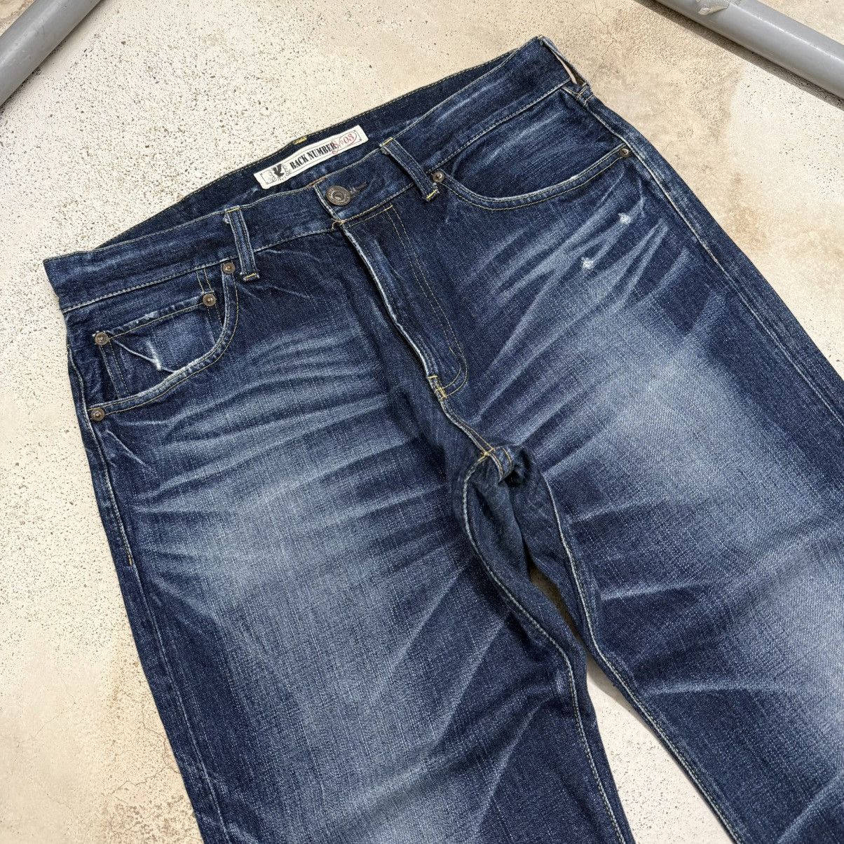 Japanese Brand Y2K Back Number No2 Whisker Relaxed Straight Denim Pants Size US 33 - 4 Thumbnail