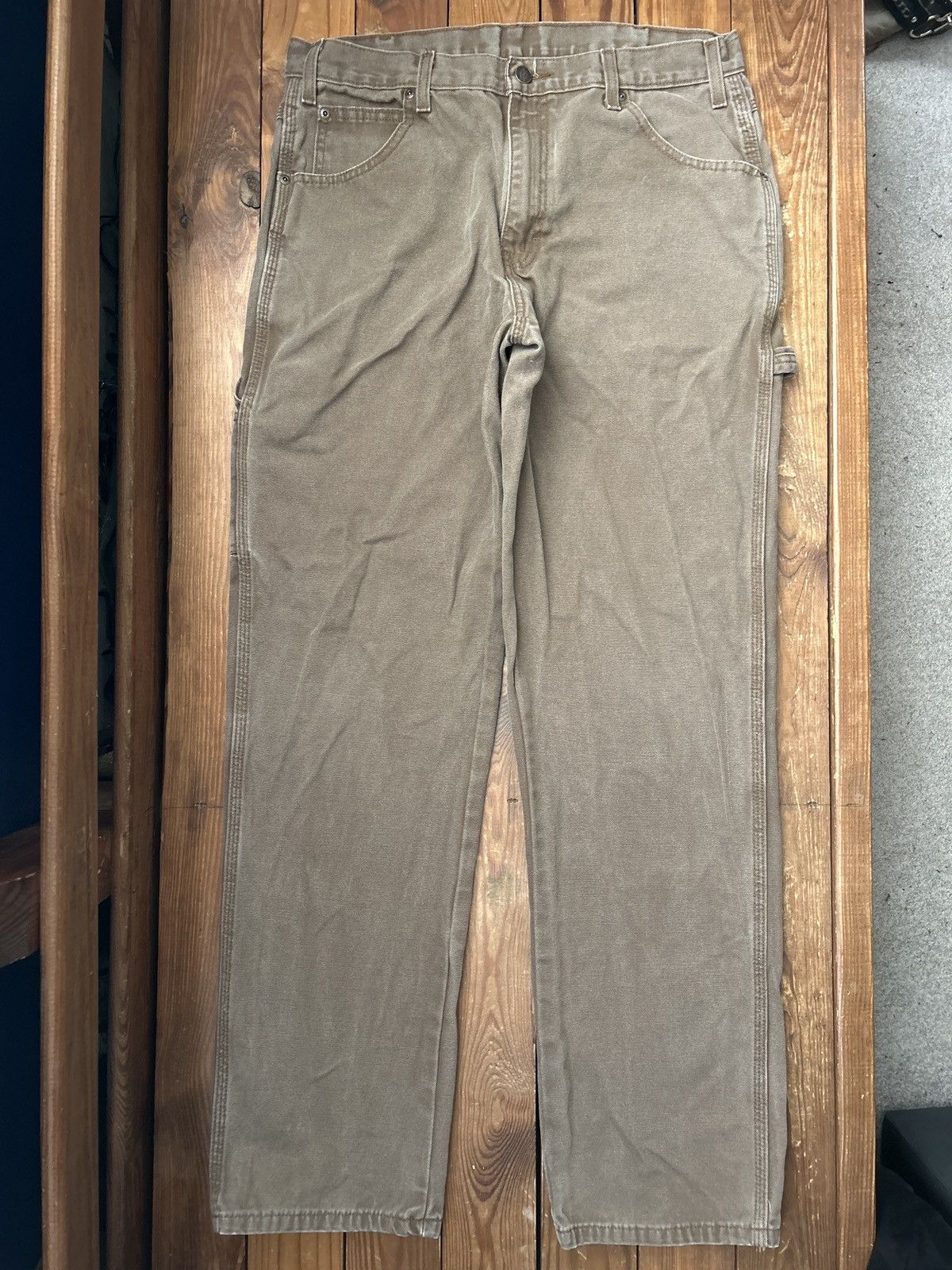 Dickies × Vintage Vintage 90s Dickies Brown Faded Carpenter Pants Size US 34 / EU 50 - 2 Thumbnail