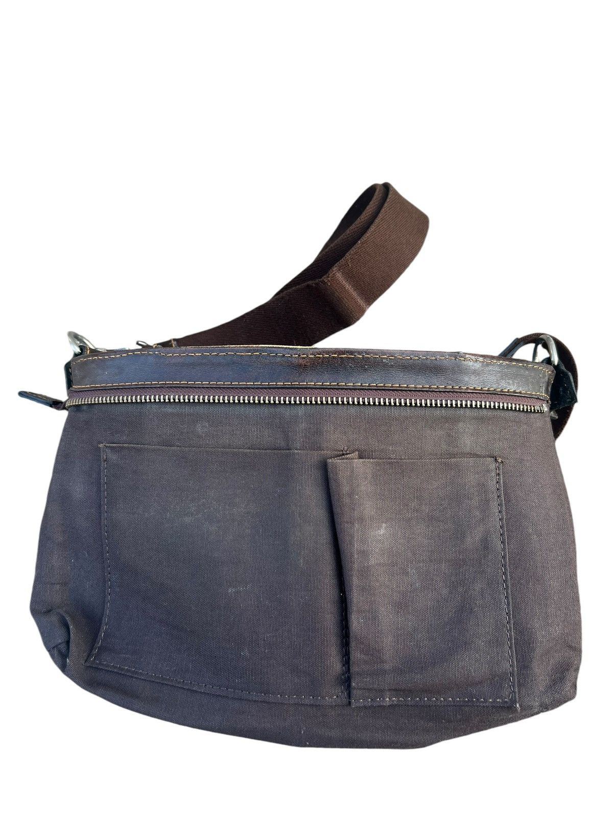 Japanese Brand Lin-ku Japan Distressed Waxed Patina Leather Cargo Bag Sling Size ONE SIZE - 24 Thumbnail