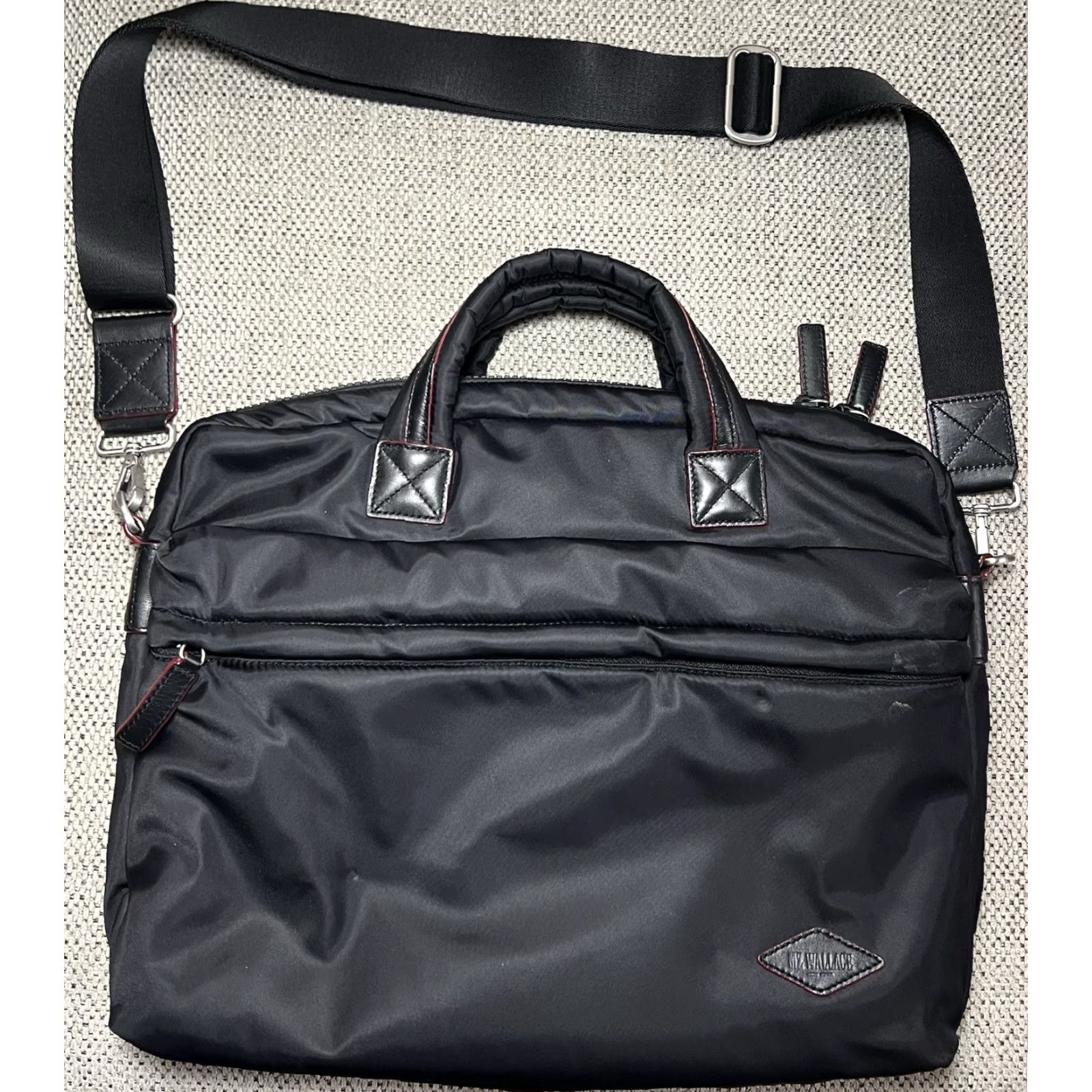 MZ Wallace MZ Wallace Bleeker New York Slim Nylon Briefcase Black Messenger Crossbody Bag Large Men Laptop Bag nylon Black 16”x12”x3” (Pattern: Solid) Size ONE SIZE - 5 Thumbnail