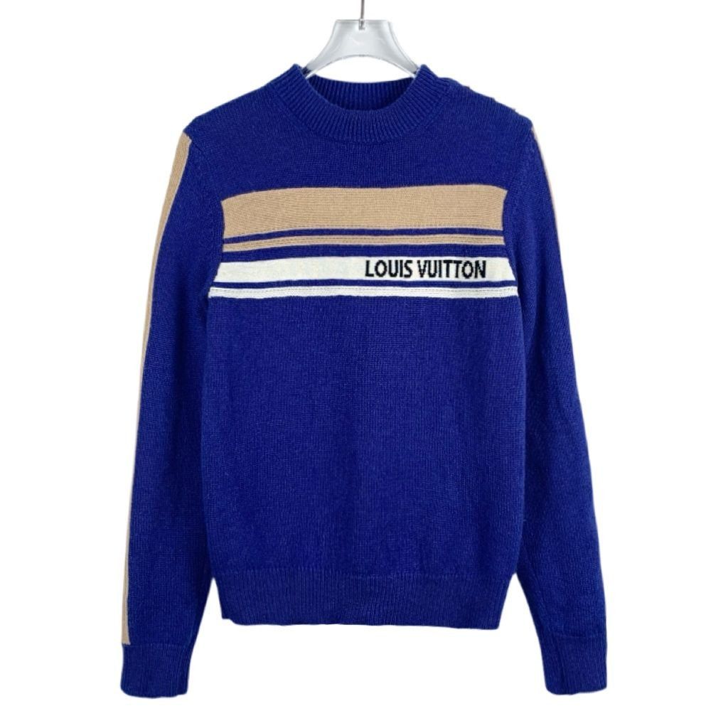 Louis Vuitton Louis Vuitton Blue & Tan Cashmere Knit Sweater With Logo & S Size US L / EU 52-54 / 3 - 1 Thumbnail