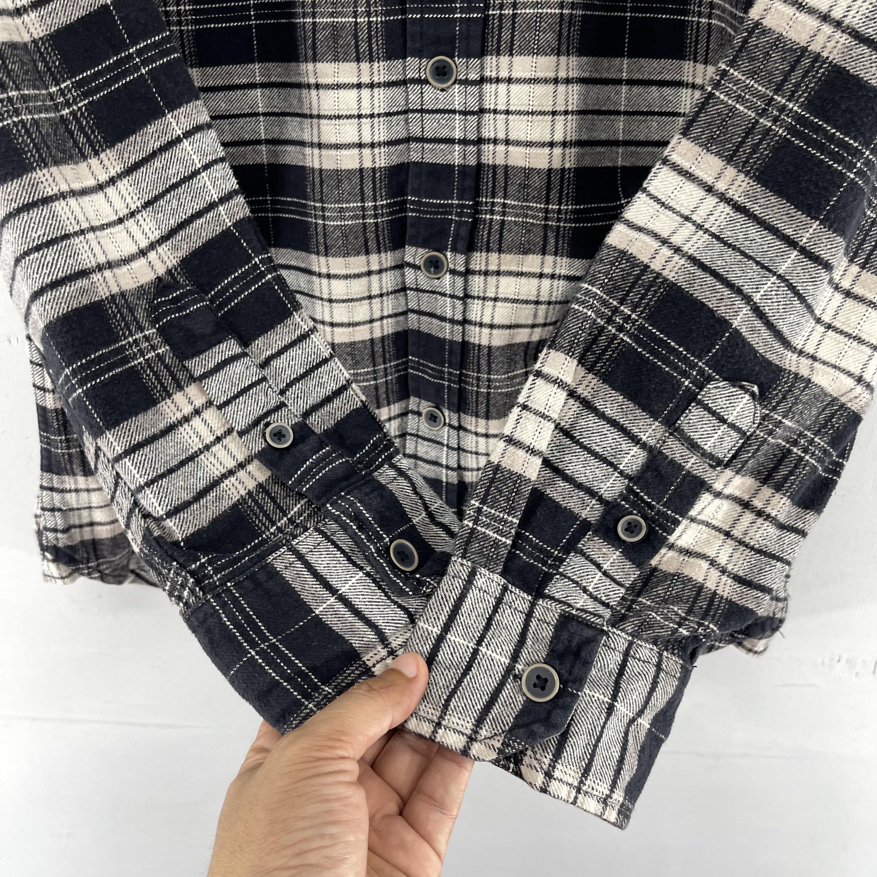 Flannel × Vintage Vintage JACHS Checkered Tartan Black/Gray Flannel Shirt Size US L / EU 52-54 / 3 - 8 Thumbnail