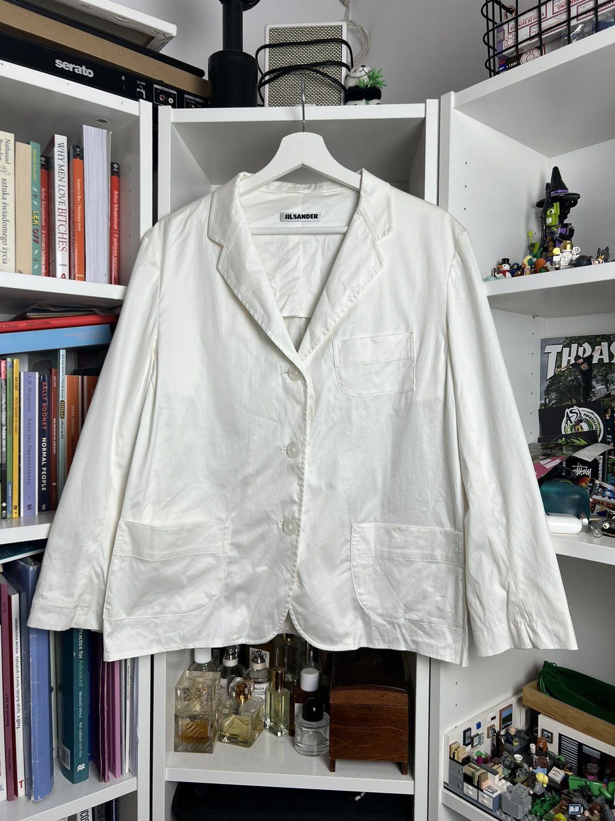 Designer × Jil Sander Vintage Jil Sander cotton white blazer jacket XL designer y2k Size XL / US 12-14 / IT 48-50 - 1 Thumbnail