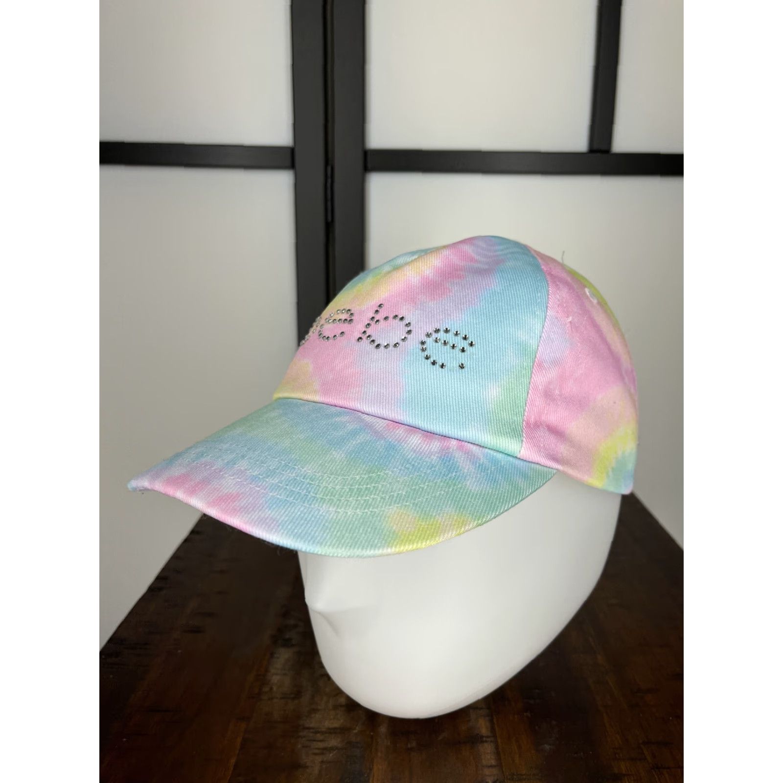 Bebe VINTAGE Nike Shirt Womens XS 90s Logo Rhinestone Strap Back Cap Pink Tie Dye Bling Adjustable Hat Size ONE SIZE - 4 Thumbnail