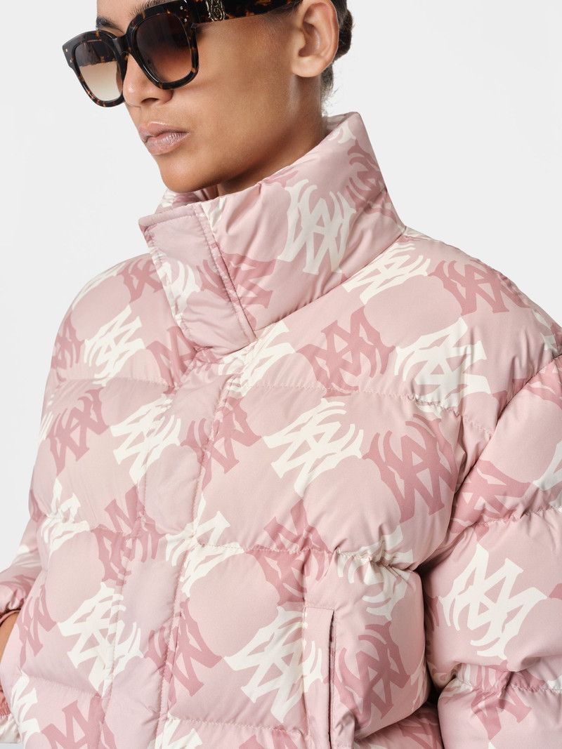 Amiri o1orln1125 MA Quad Cropped Down Jacket in Pink/White Size S / US 4 / IT 40 - 4 Thumbnail
