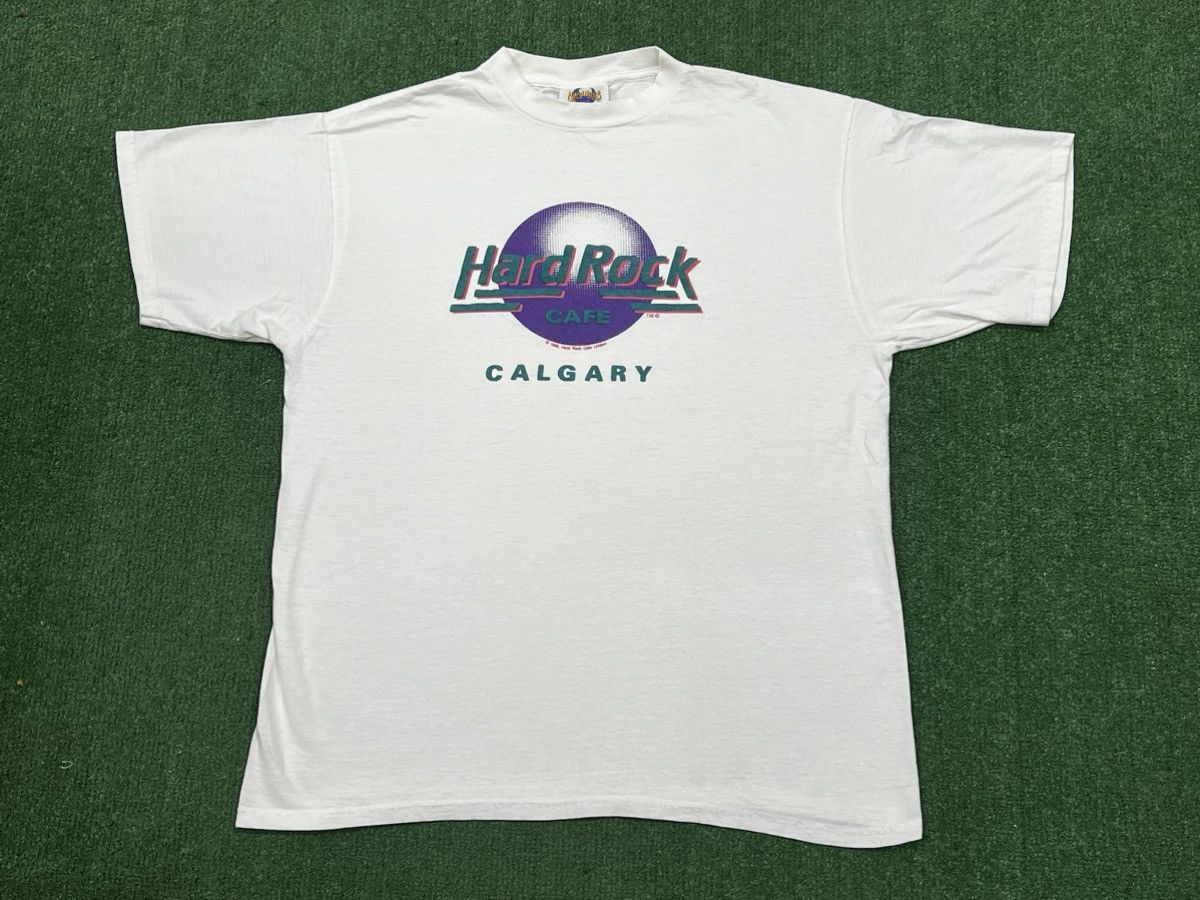 Hard Rock Cafe Vintage 80s Hard Rock Cafe Calgary Canada Puff Print Tee Size US XL / EU 56 / 4 - 1 Thumbnail
