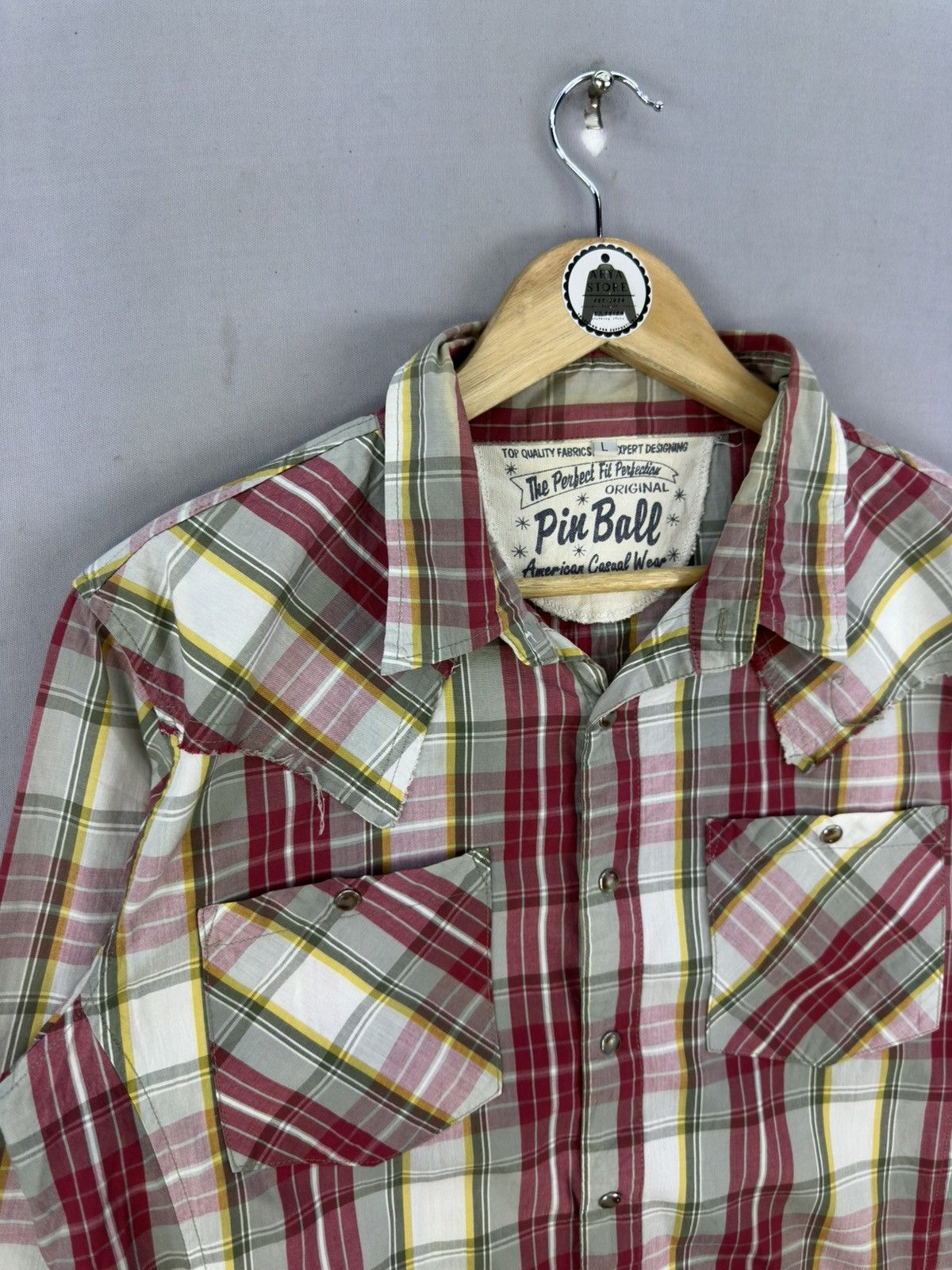 Japanese Brand Pin Ball Plaid Check Western Shirt Size US M / EU 48-50 / 2 - 2 Thumbnail