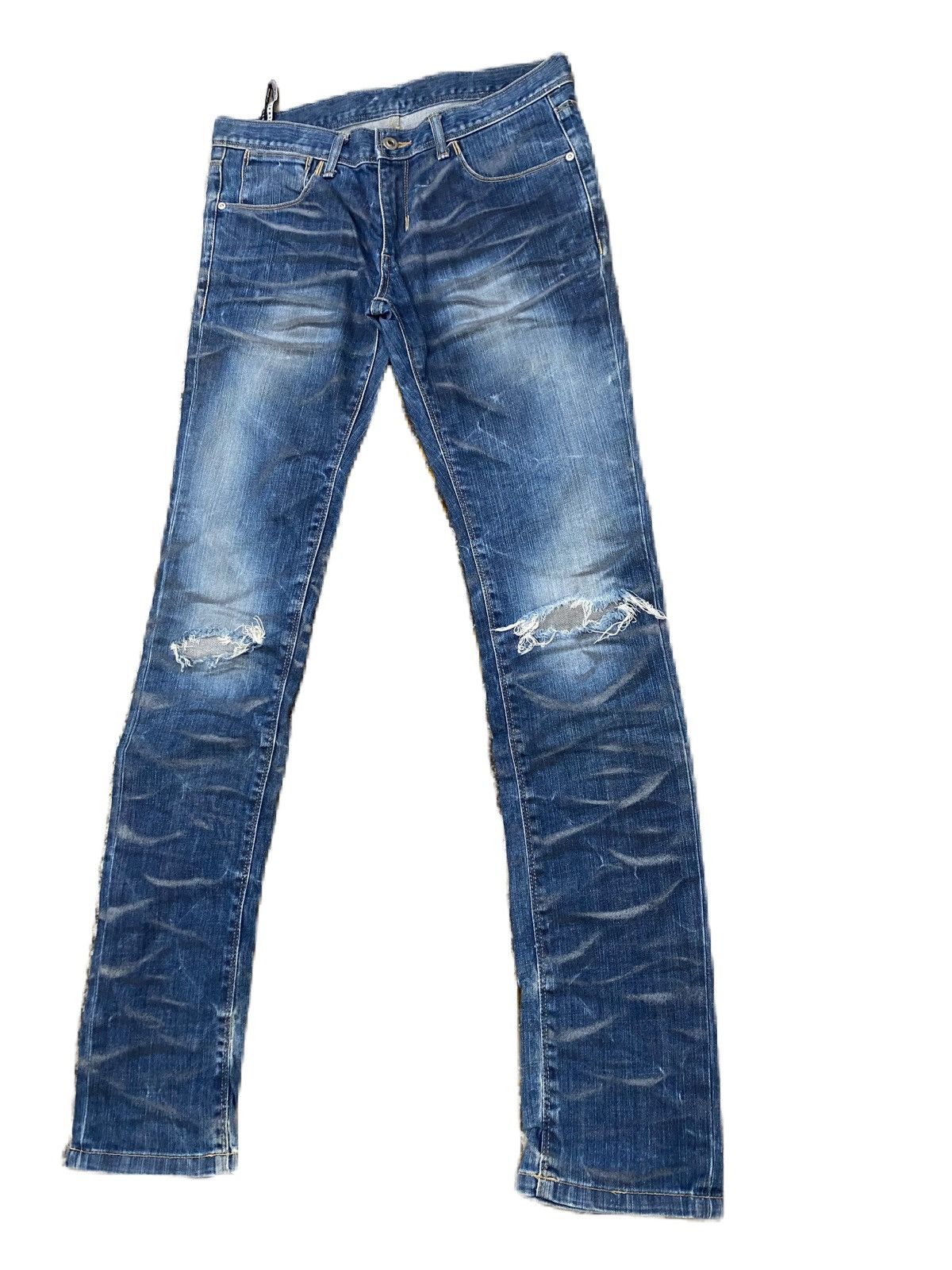 Neil Barrett NEIL BARRET RIPPED JEANS SLIM TYPE, STRIPE DISTRESS RARE Size US 32 / EU 48 - 2 Thumbnail