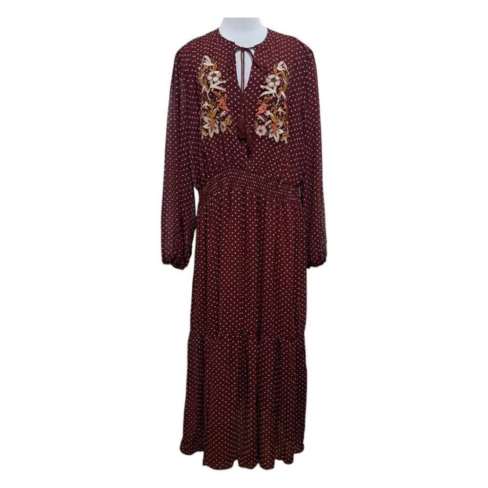 Other RusttyDustty Polka-Dot Floral Embroidered Modern Boho Tie Ne Size 4XL / US 24-26 - 3 Thumbnail
