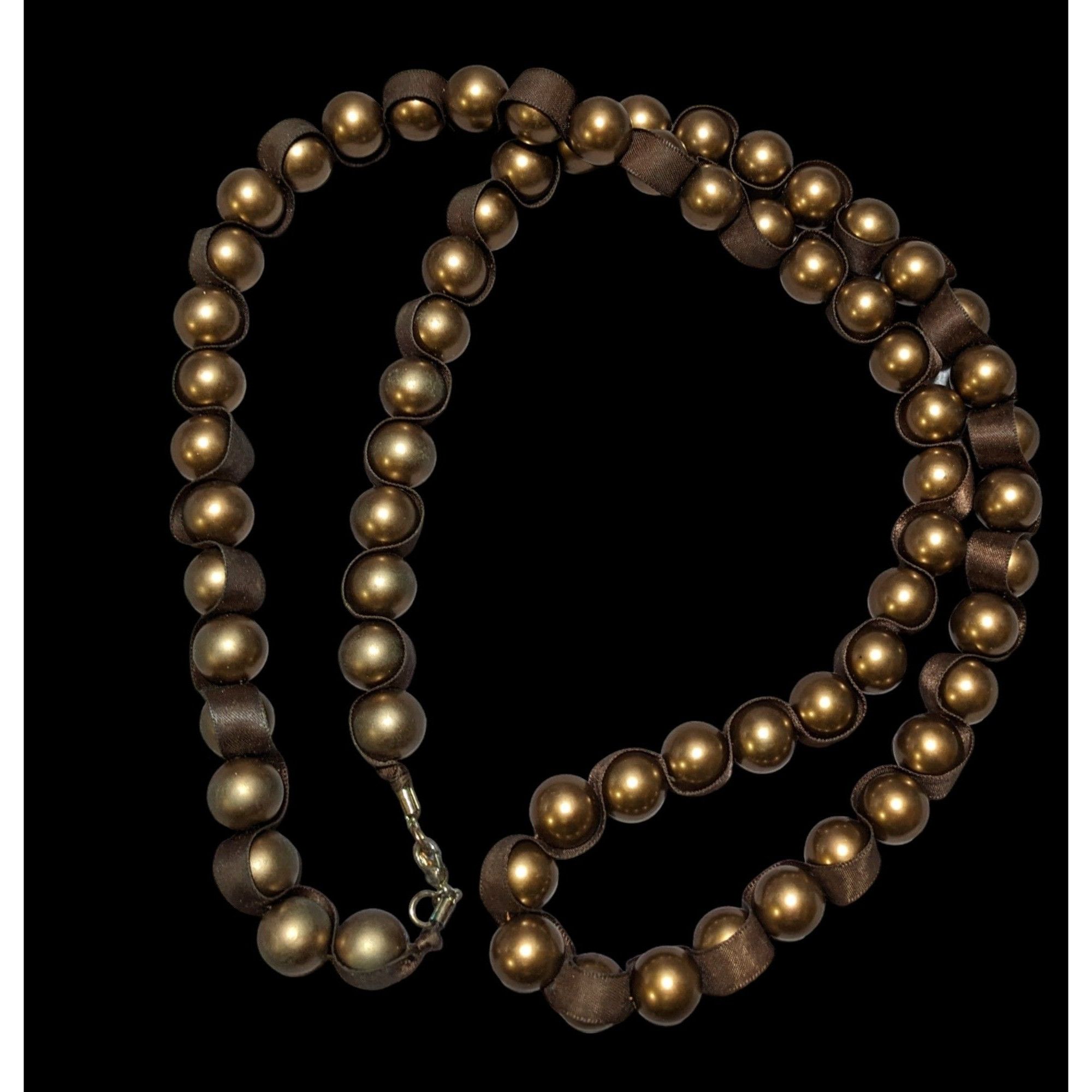 Other Brown Pearl Ribbon Necklace Size ONE SIZE - 1 Thumbnail