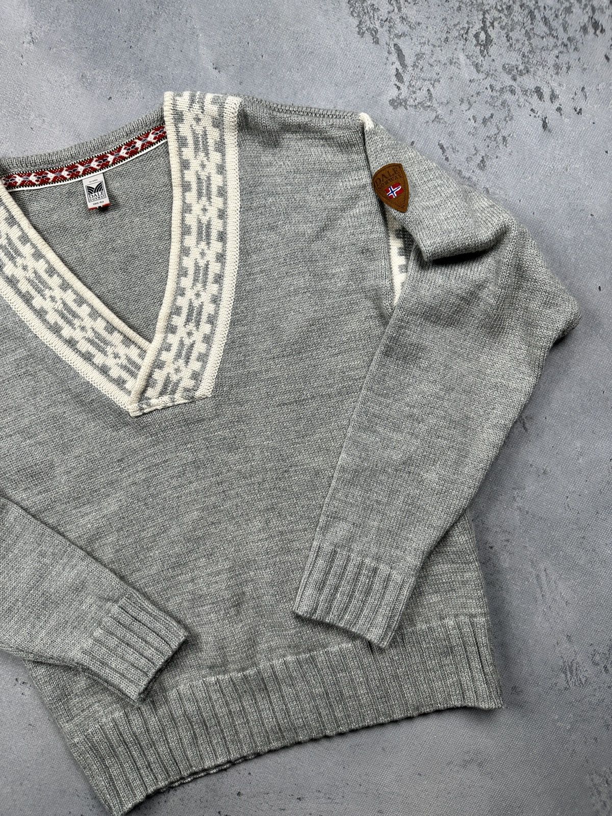 Dale Of Norway Dale Of Norway Grey Wool V Neck Nordic Pattern Knit Sweater Size XL / US 12-14 / IT 48-50 - 3 Thumbnail