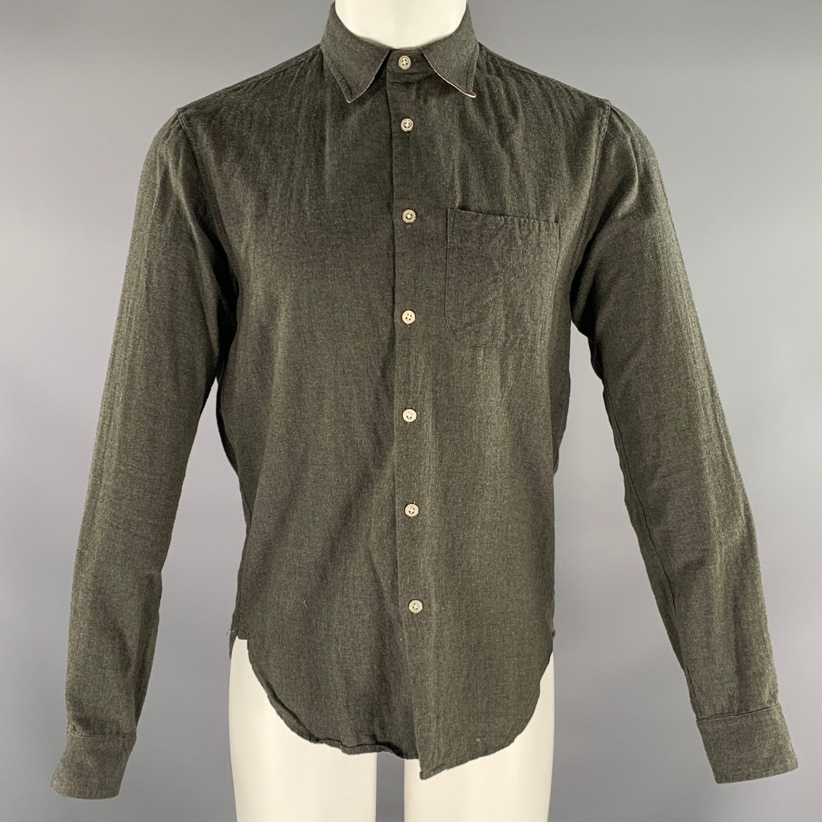Rag & Bone RAG & BONE S Grey Cotton Pointed Collar Long Sleeve Shirt Size US S / EU 44-46 / 1 - 1 Thumbnail