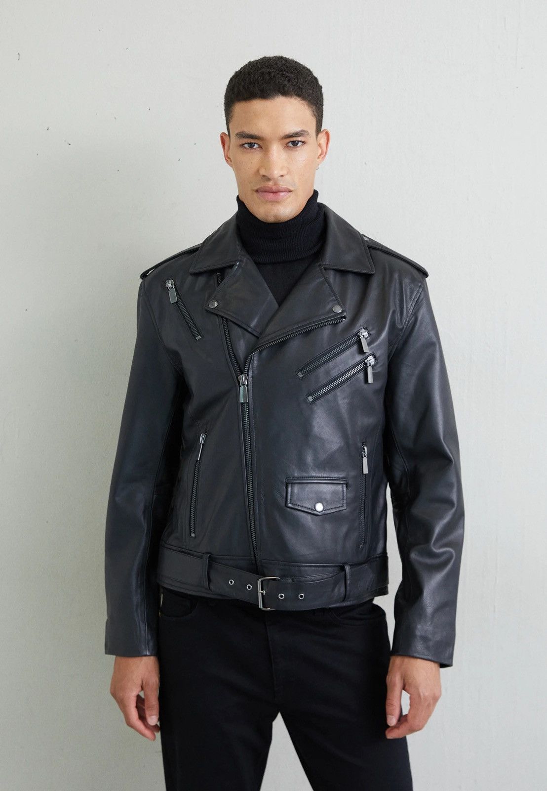 Leather !DS! AW22 Studio ID Biker Black Leather Jacket Size US M / EU 48-50 / 2 - 2 Thumbnail